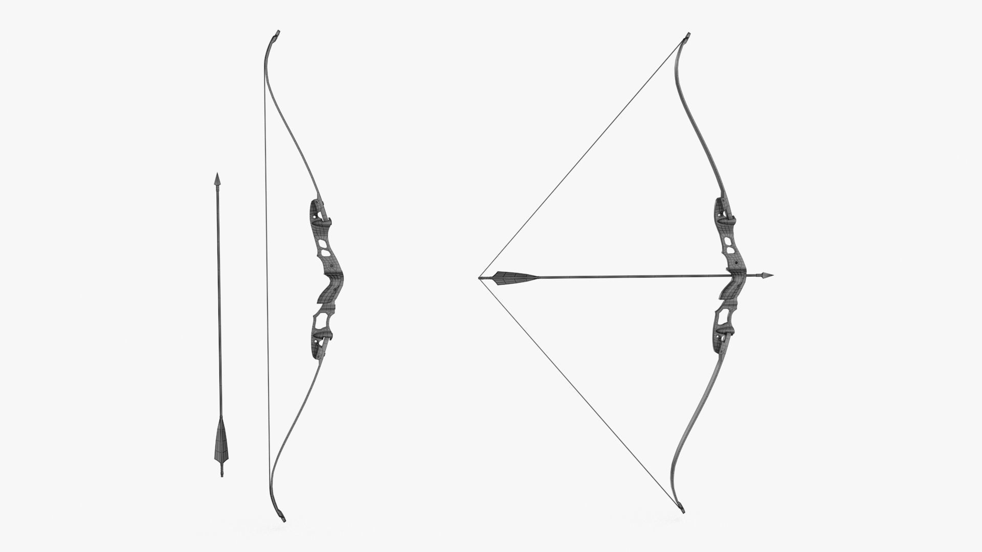 Recurve Bow Low-poly 3D model_20