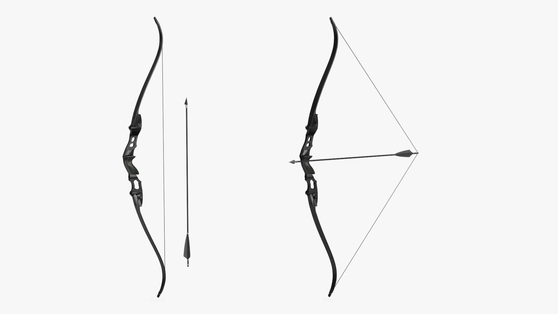 Recurve Bow Low-poly 3D model_9