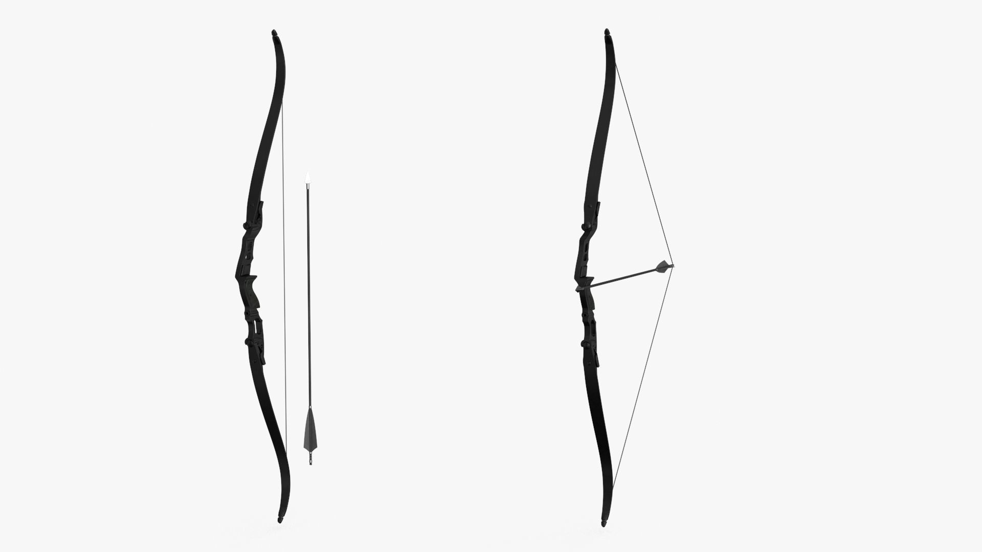 Recurve Bow Low-poly 3D model_10