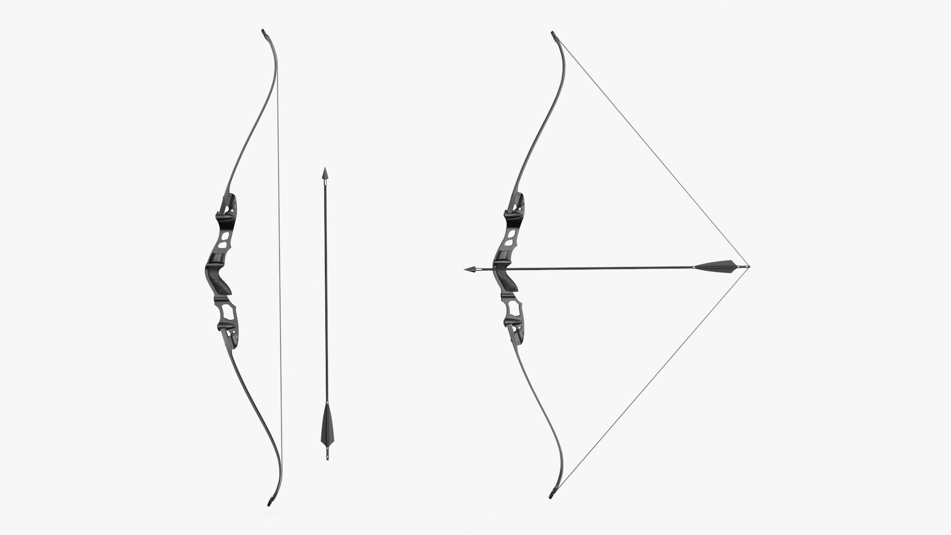 Recurve Bow Low-poly 3D model_8