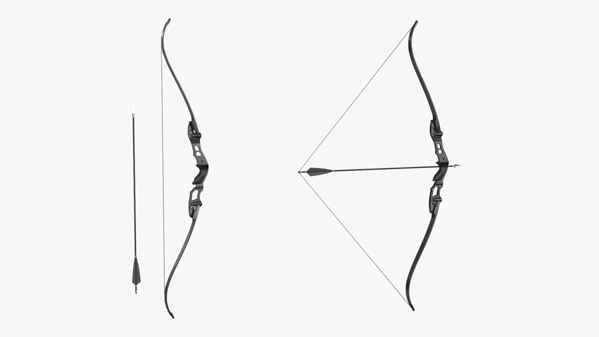 Recurve Bow Low-poly 3D model_3