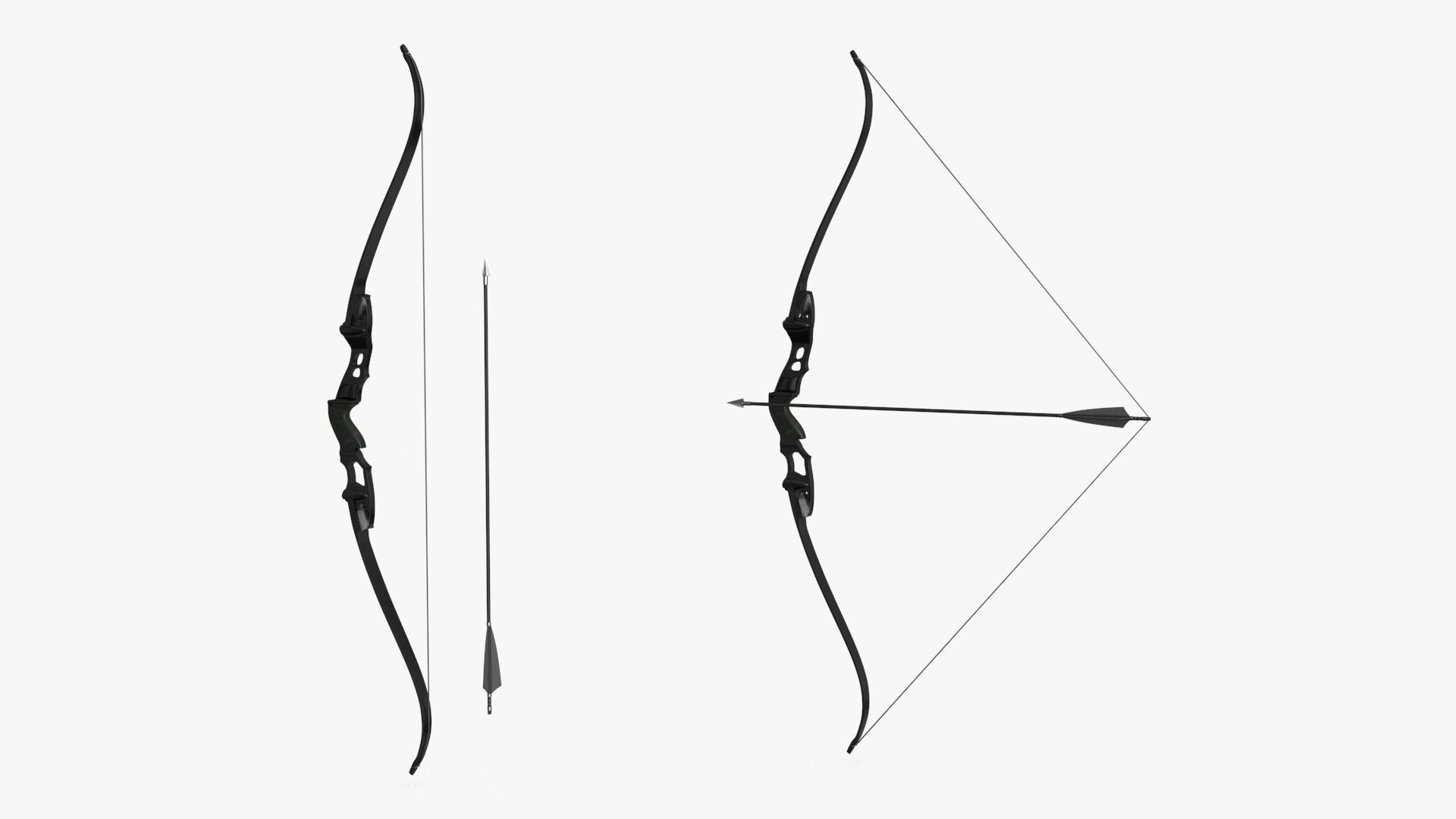 Recurve Bow Low-poly 3D model_7