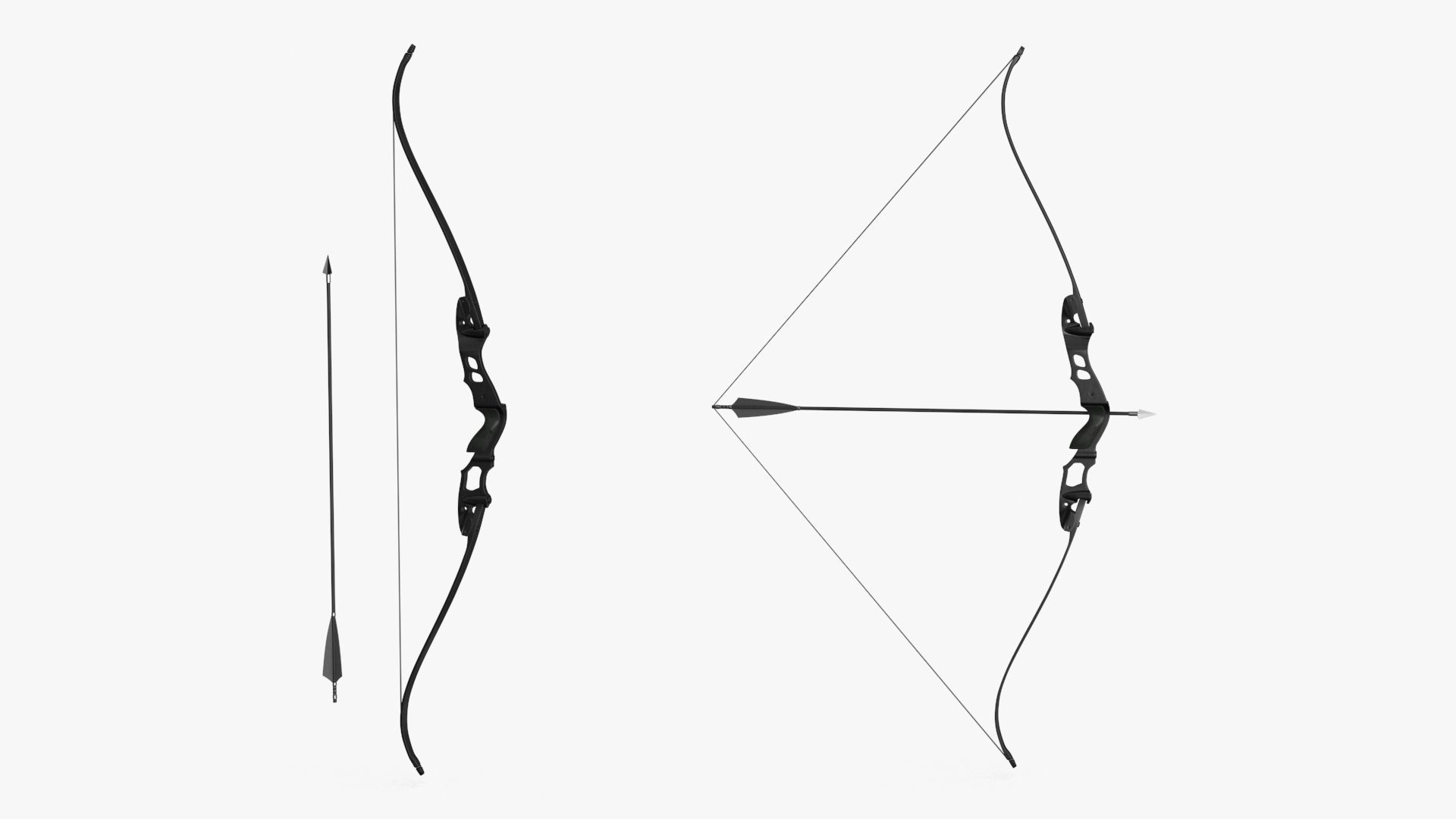 Recurve Bow Low-poly 3D model_13