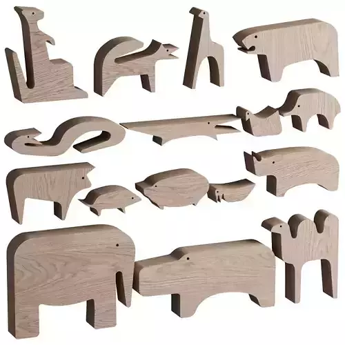 097 Danese Milano 16 ANIMALI Solid oak wooden puzzle