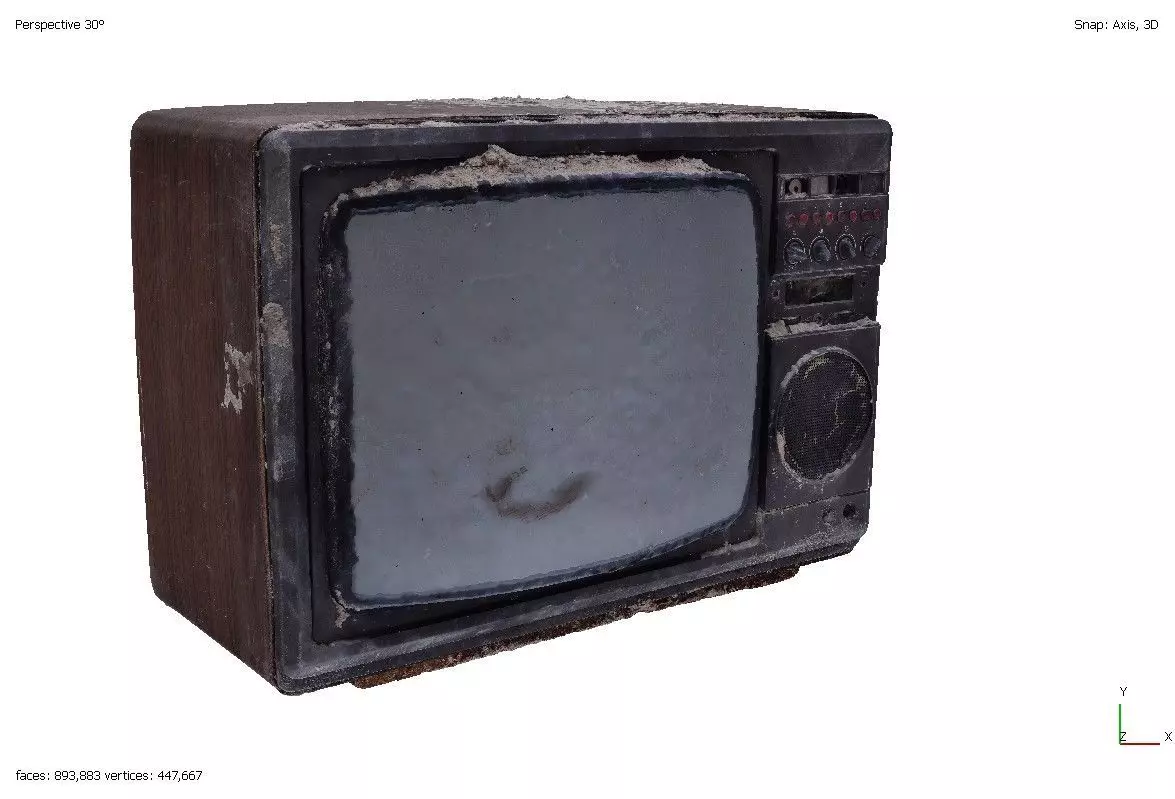 Broken soviet TV 3D model_0