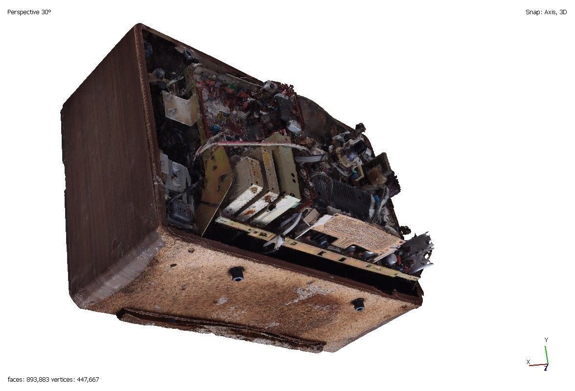 Broken soviet TV 3D model_2