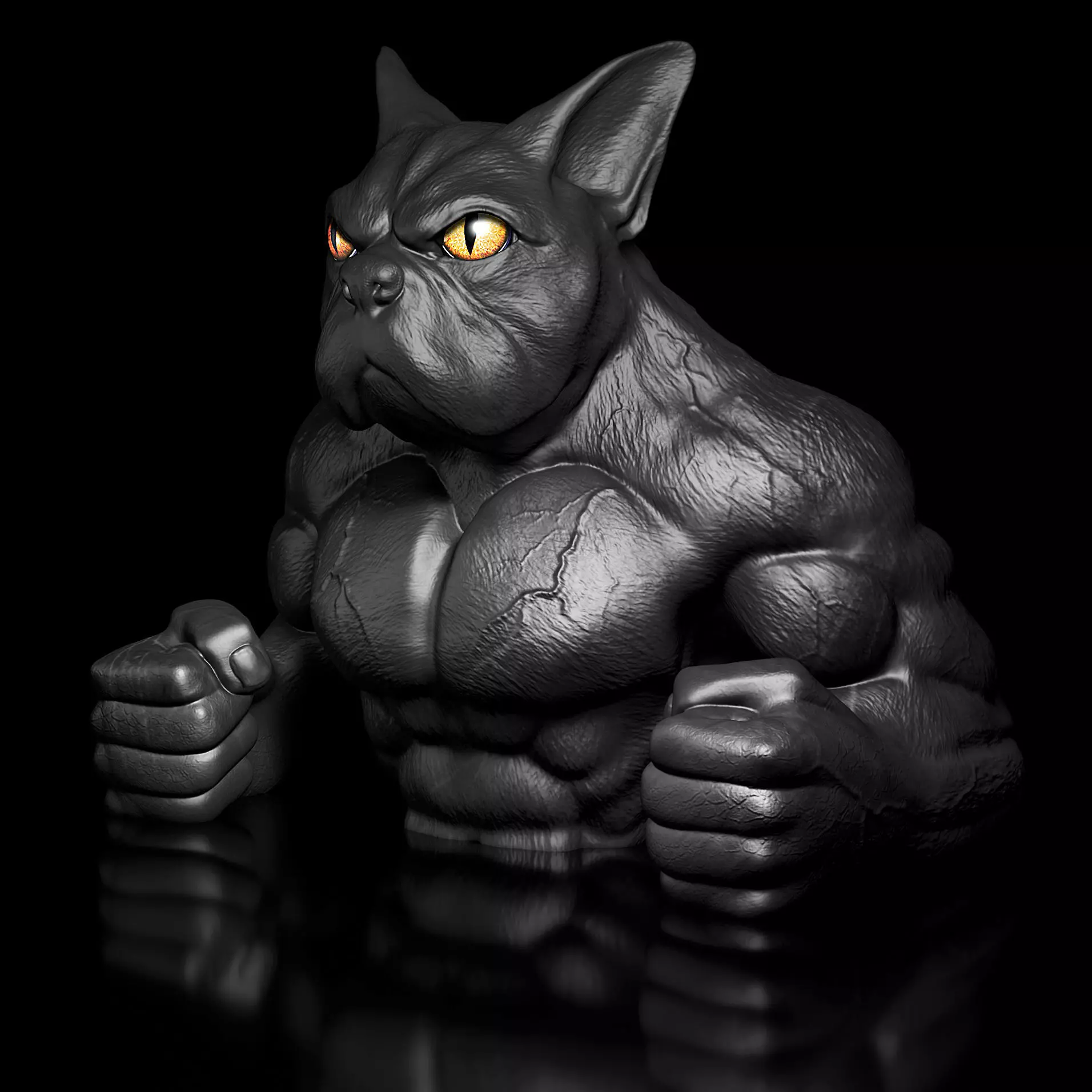 Bulldog-Dozer Bust- High-Polygon- STL 3D Print Model 3D print model