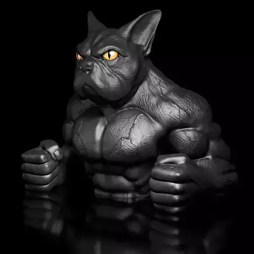 Bulldog-Dozer Bust- High-Polygon- STL 3D Print Model  