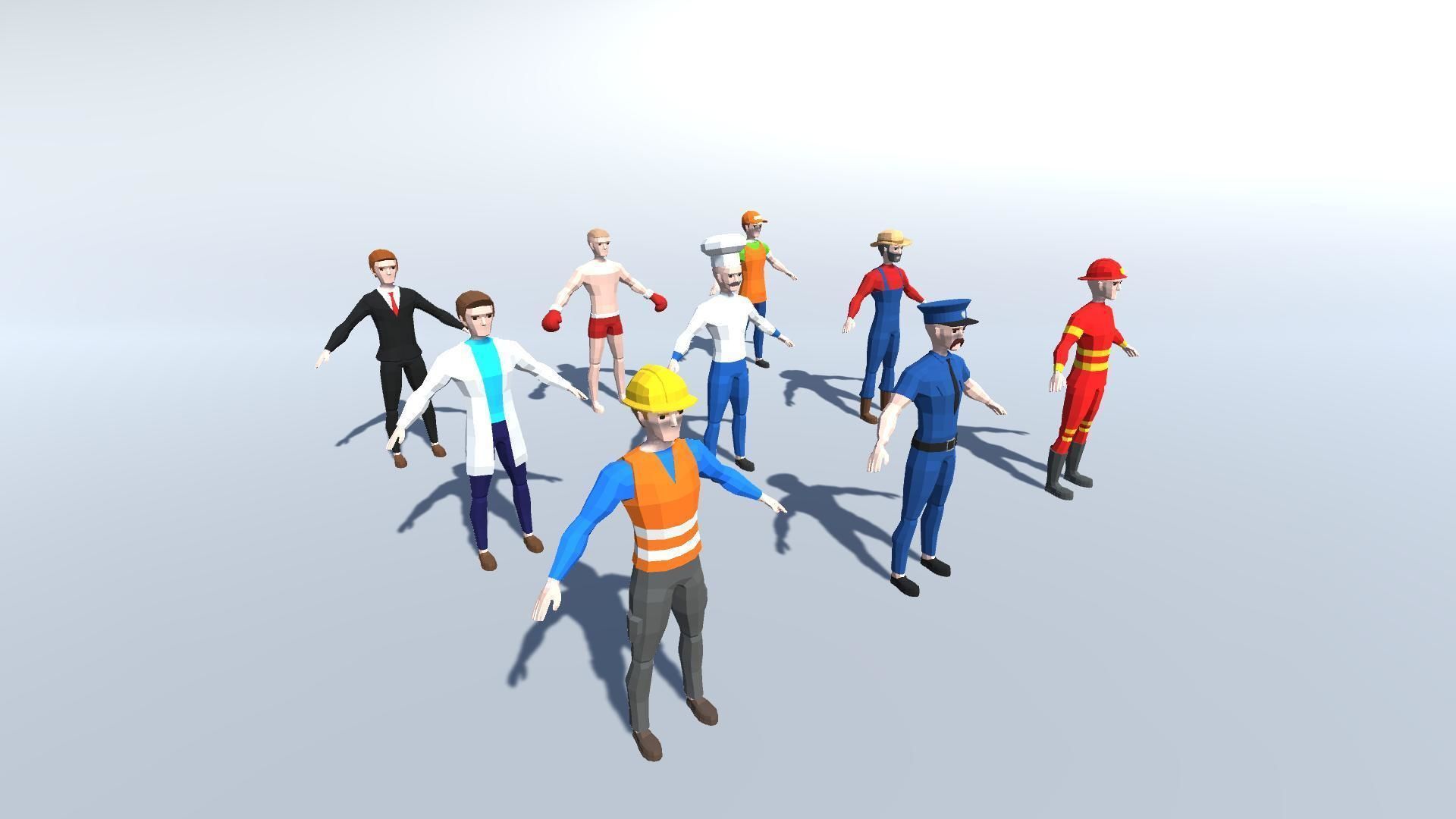 POLYGON Jobs Characters Pack - LOWPOLY Jobs Characters Low-poly 3D model_6