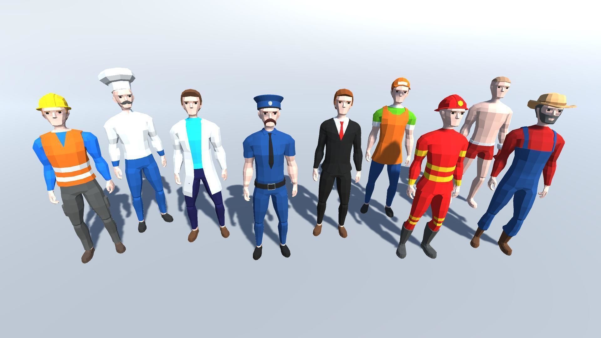 POLYGON Jobs Characters Pack - LOWPOLY Jobs Characters Low-poly 3D model_2