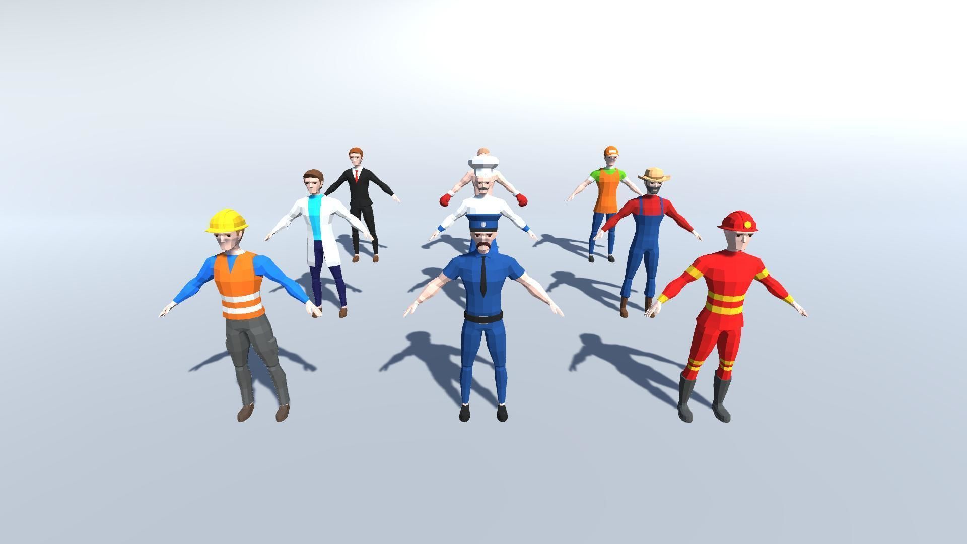 POLYGON Jobs Characters Pack - LOWPOLY Jobs Characters Low-poly 3D model_4