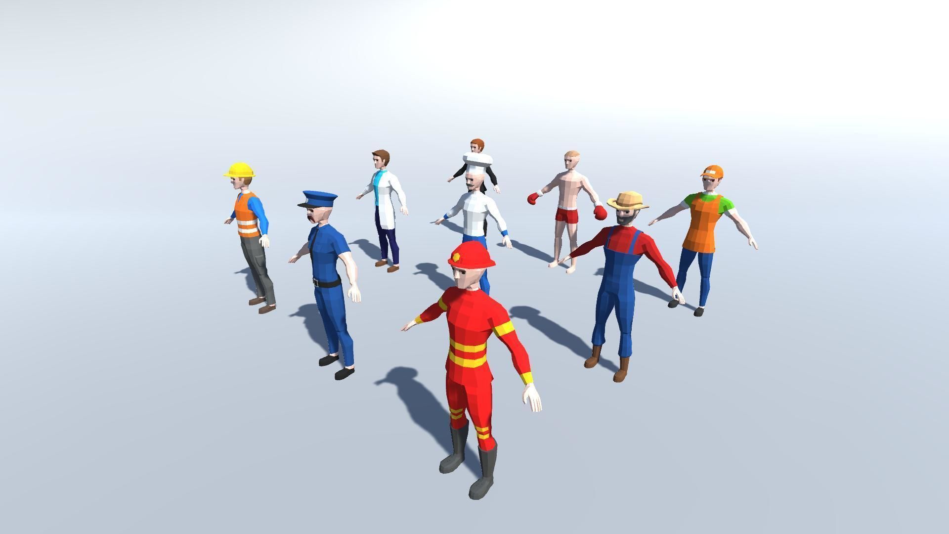 POLYGON Jobs Characters Pack - LOWPOLY Jobs Characters Low-poly 3D model_5