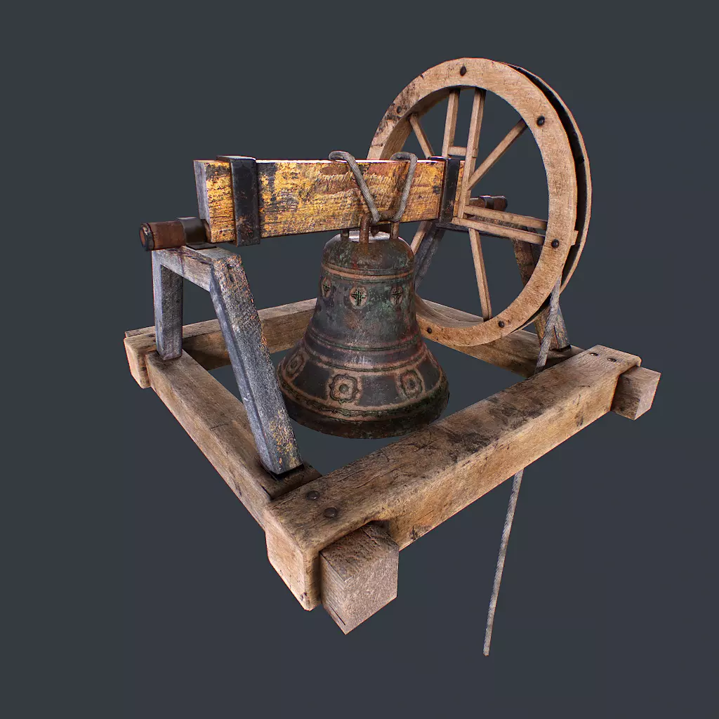 Old Church Bell animated Low-poly 3D model