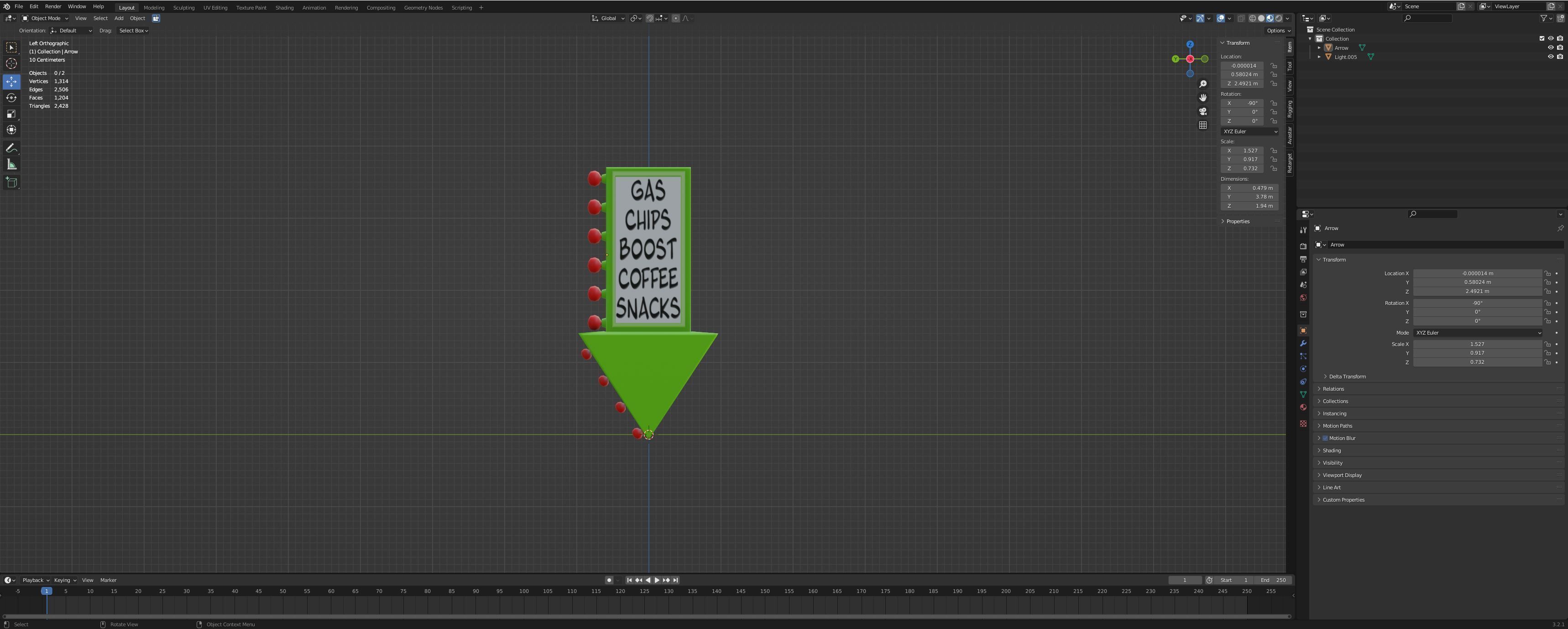 Lit Arrow Sign Free low-poly 3D model_11