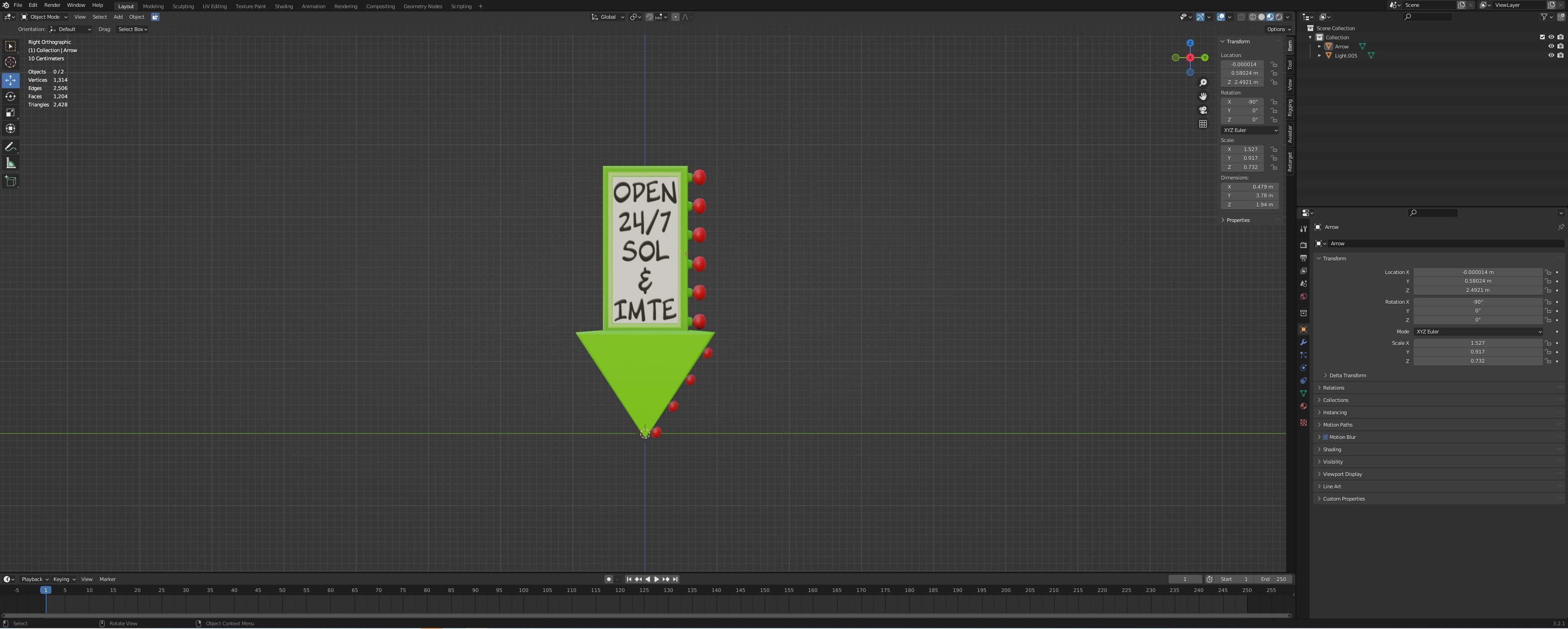 Lit Arrow Sign Free low-poly 3D model_9