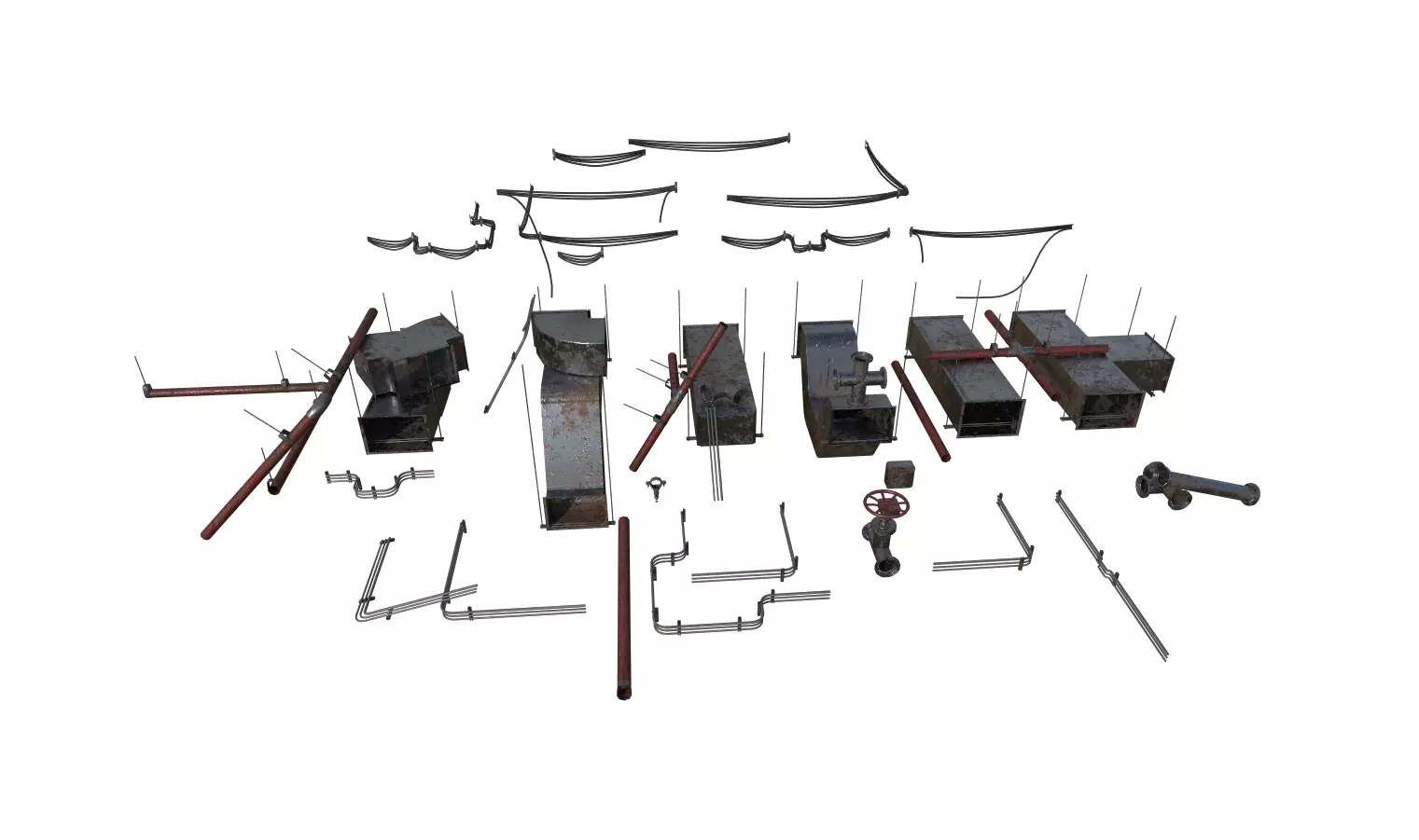 Modular Pipes Vents and Wires pack Low-poly 3D model