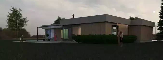 Modern family home 3d model Low-poly 3D model