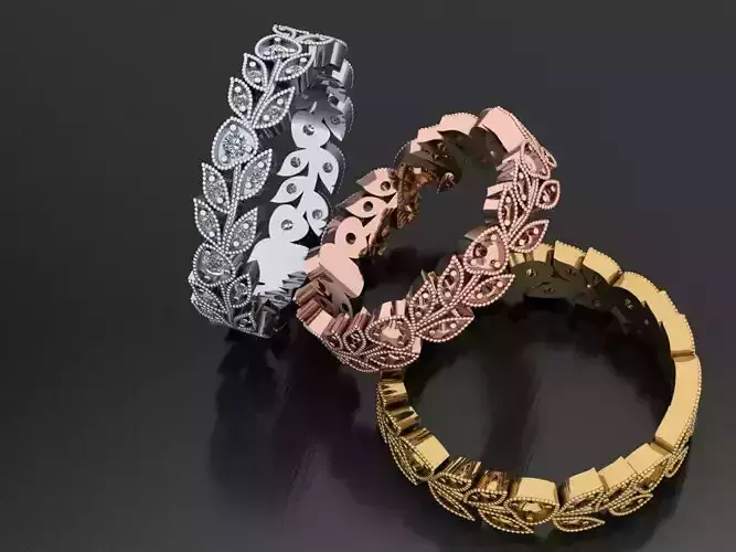 STL printable Vintage Women Heart Shaped Flower Sprig Ring