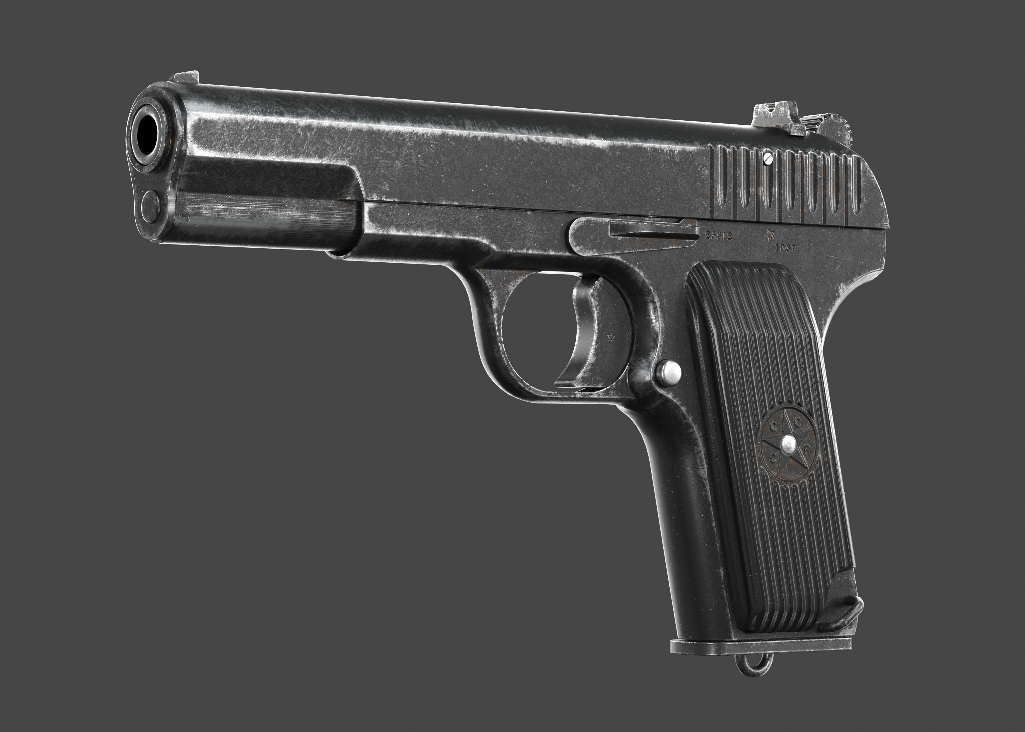 TT 33 Tokarev pistol Low-poly 3D model_4