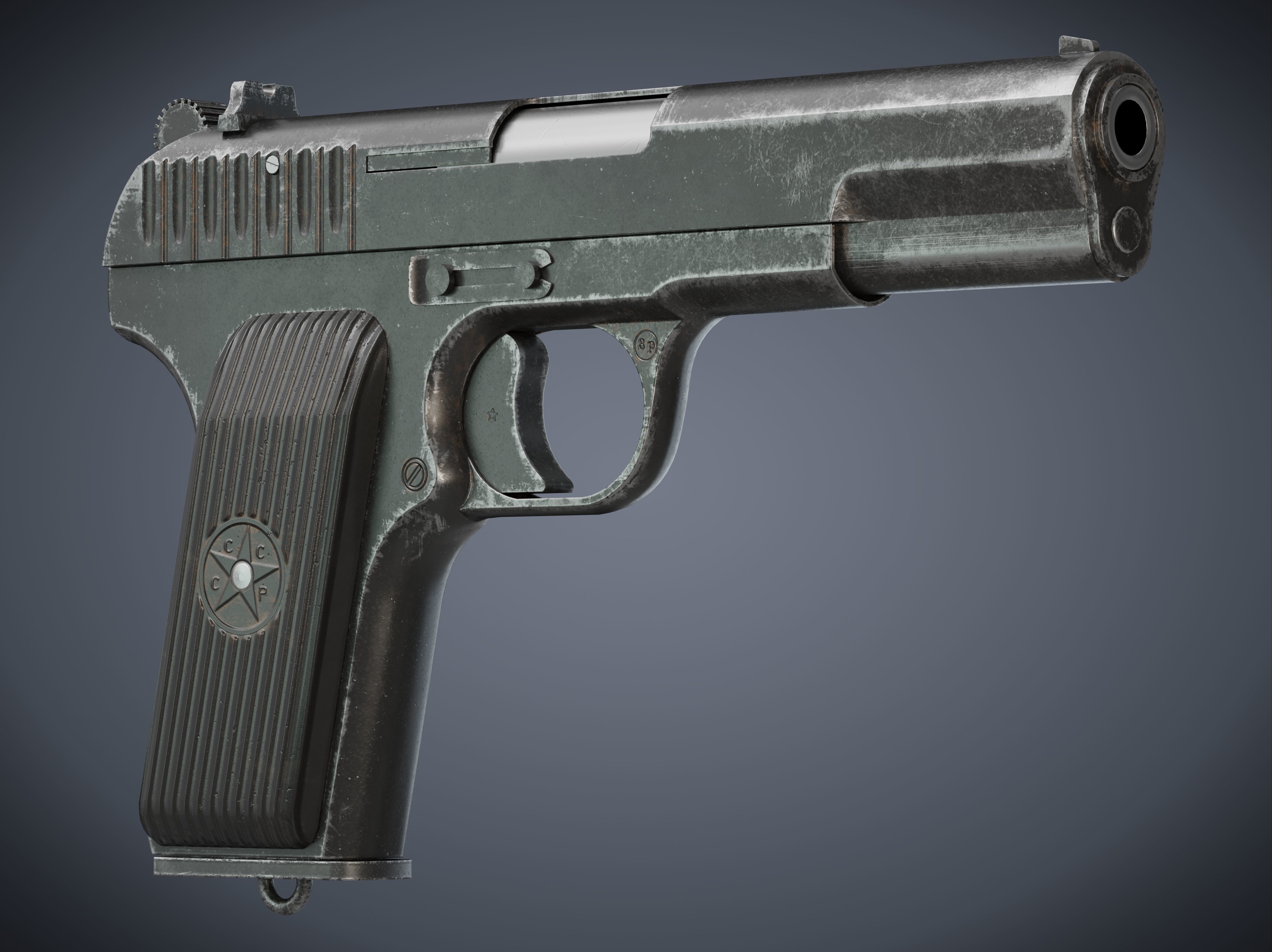 TT 33 Tokarev pistol Low-poly 3D model_3