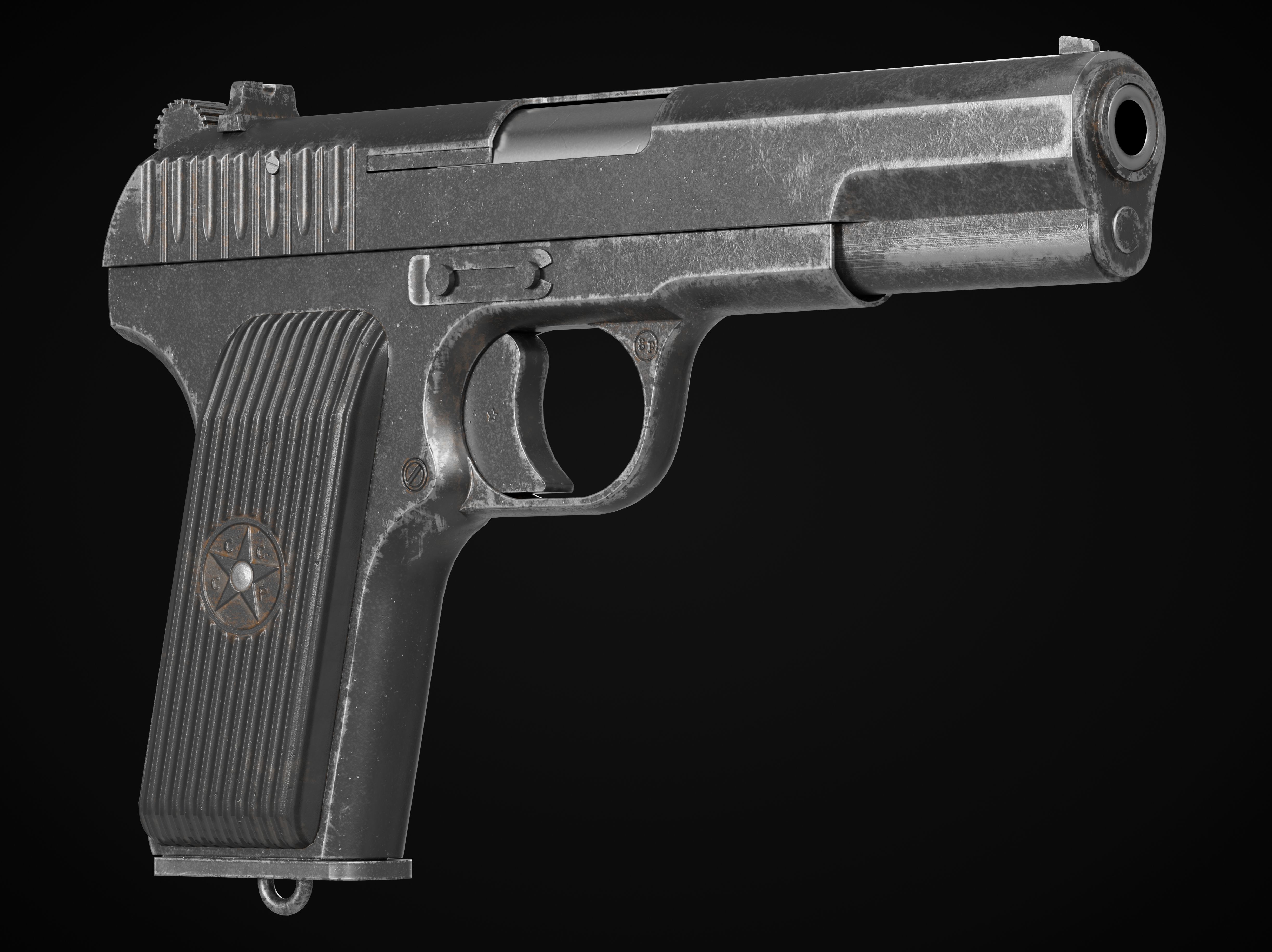 TT 33 Tokarev pistol Low-poly 3D model_2