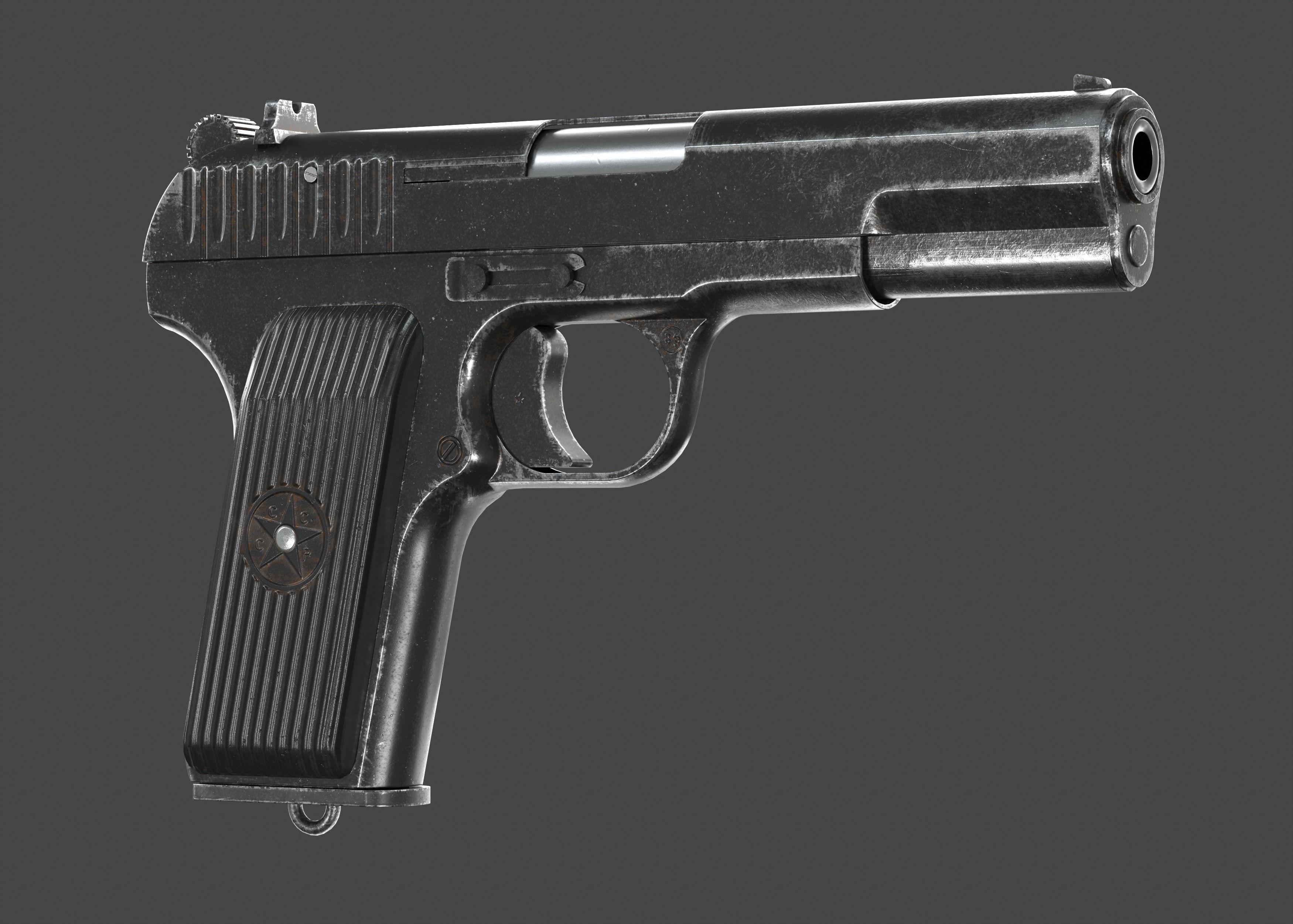 TT 33 Tokarev pistol Low-poly 3D model_5