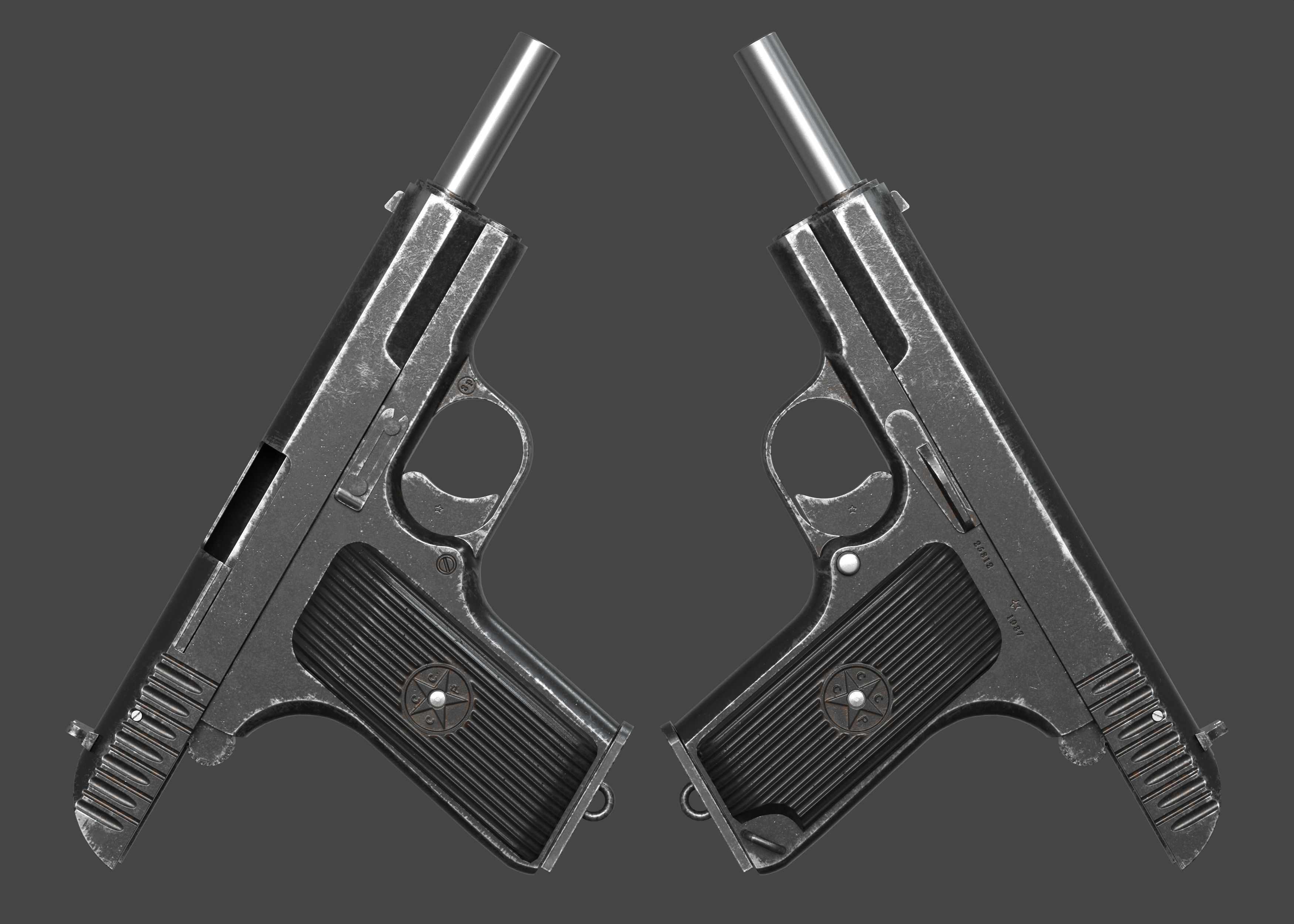 TT 33 Tokarev pistol Low-poly 3D model_8