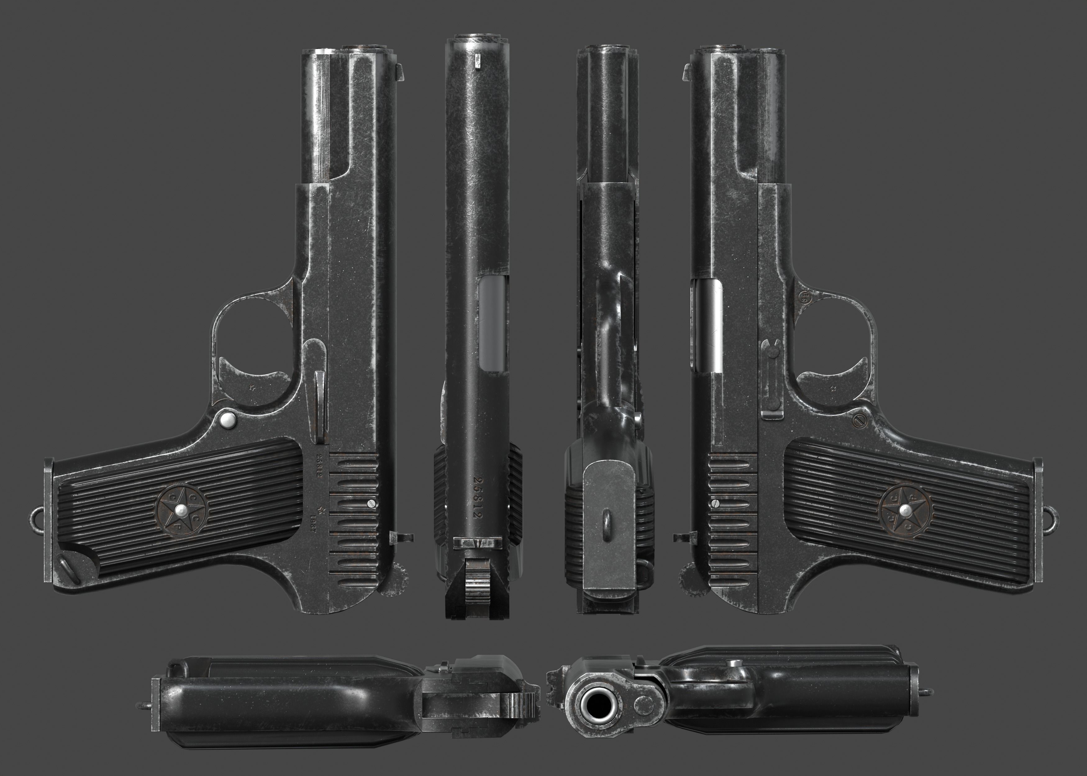 TT 33 Tokarev pistol Low-poly 3D model_7