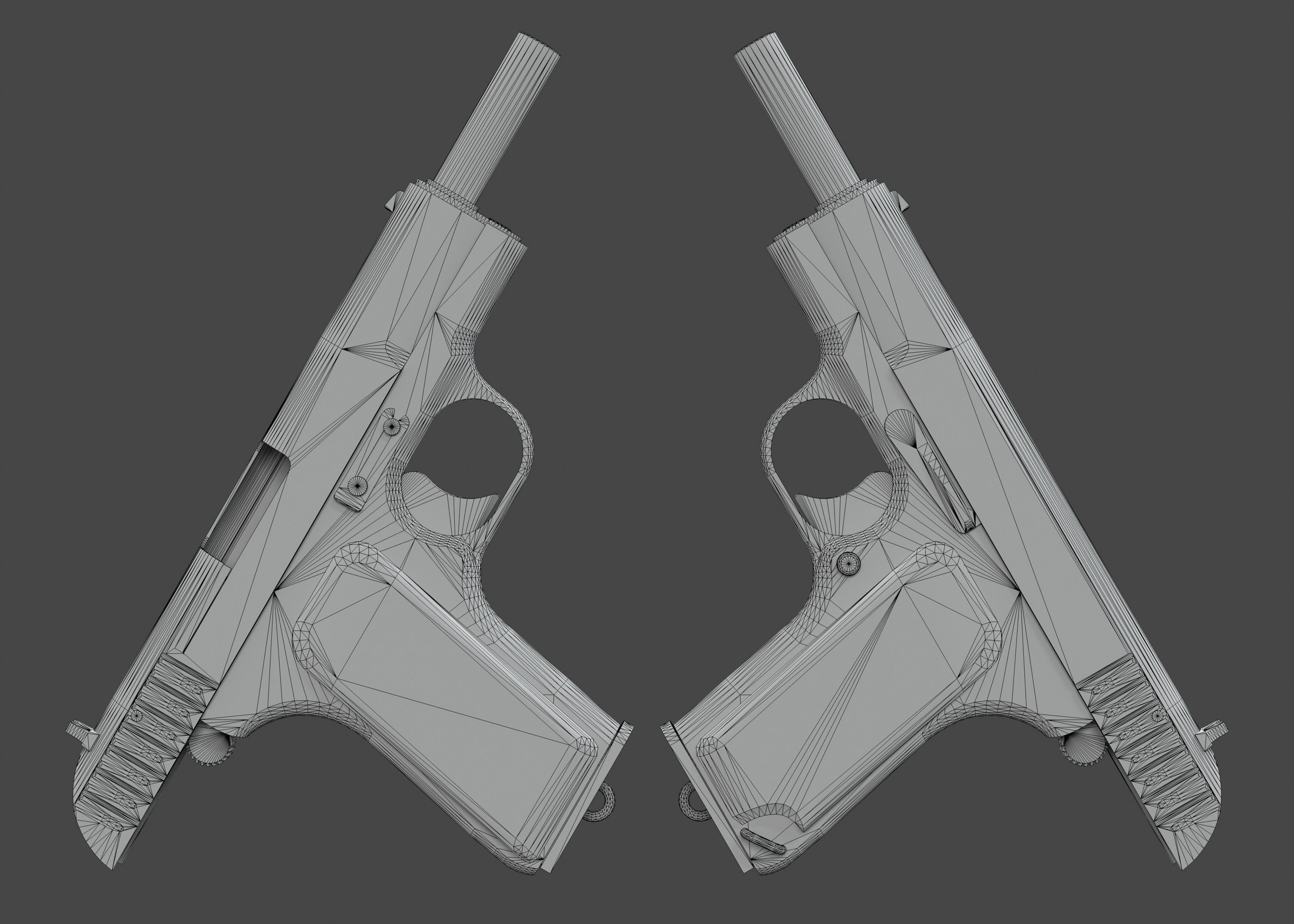 TT 33 Tokarev pistol Low-poly 3D model_14