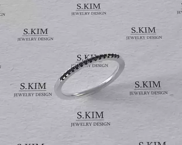 Wedding ring row 1mm diamonds stl 3dm many sizes