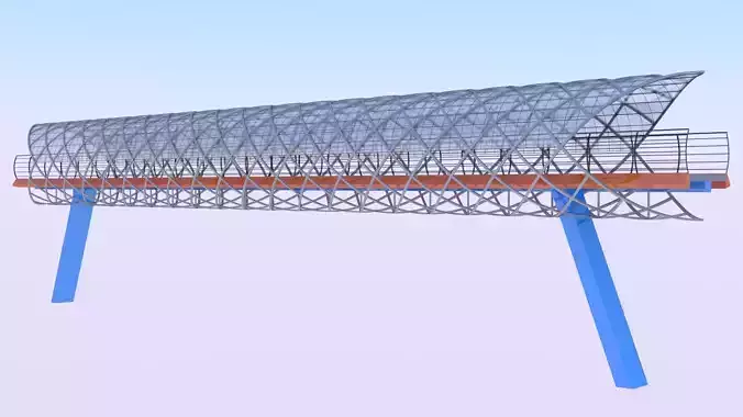 Covered pedestrian bridge 3D model
