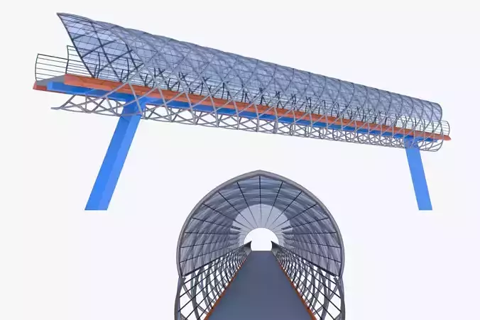 Covered pedestrian bridge