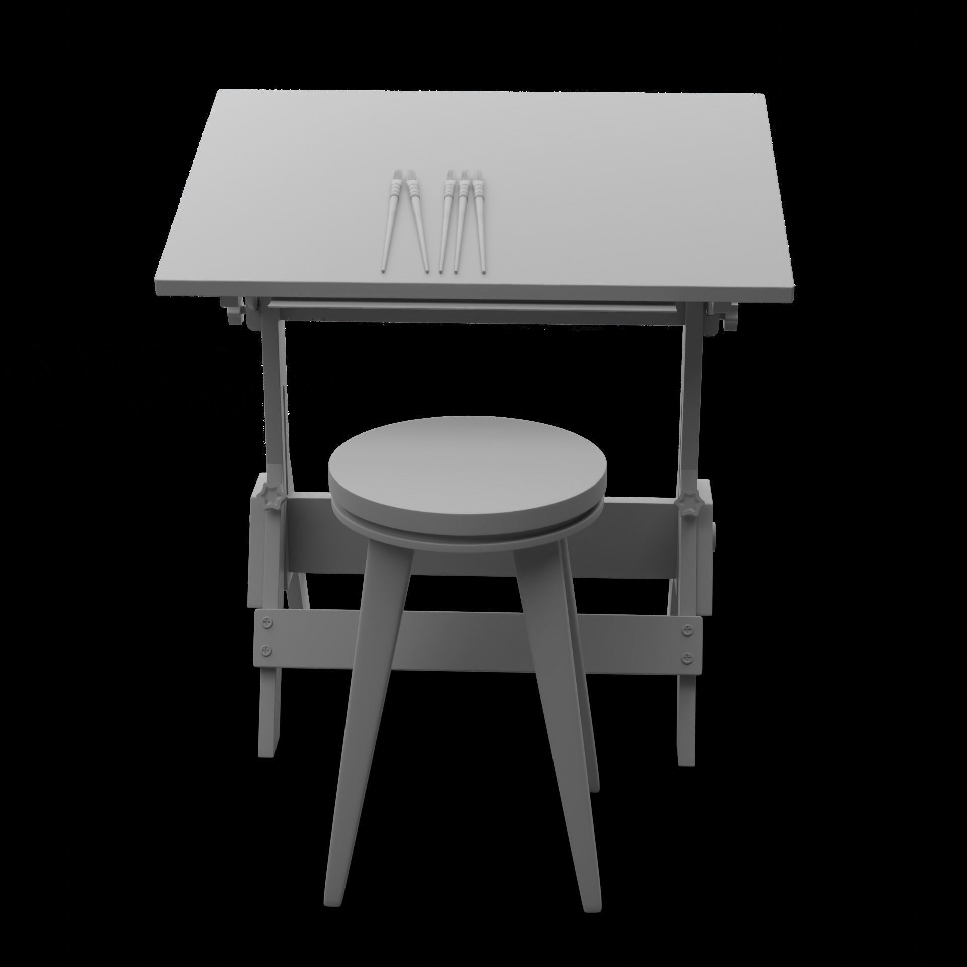Drafting Table Low poly 3D model Low-poly 3D model_10
