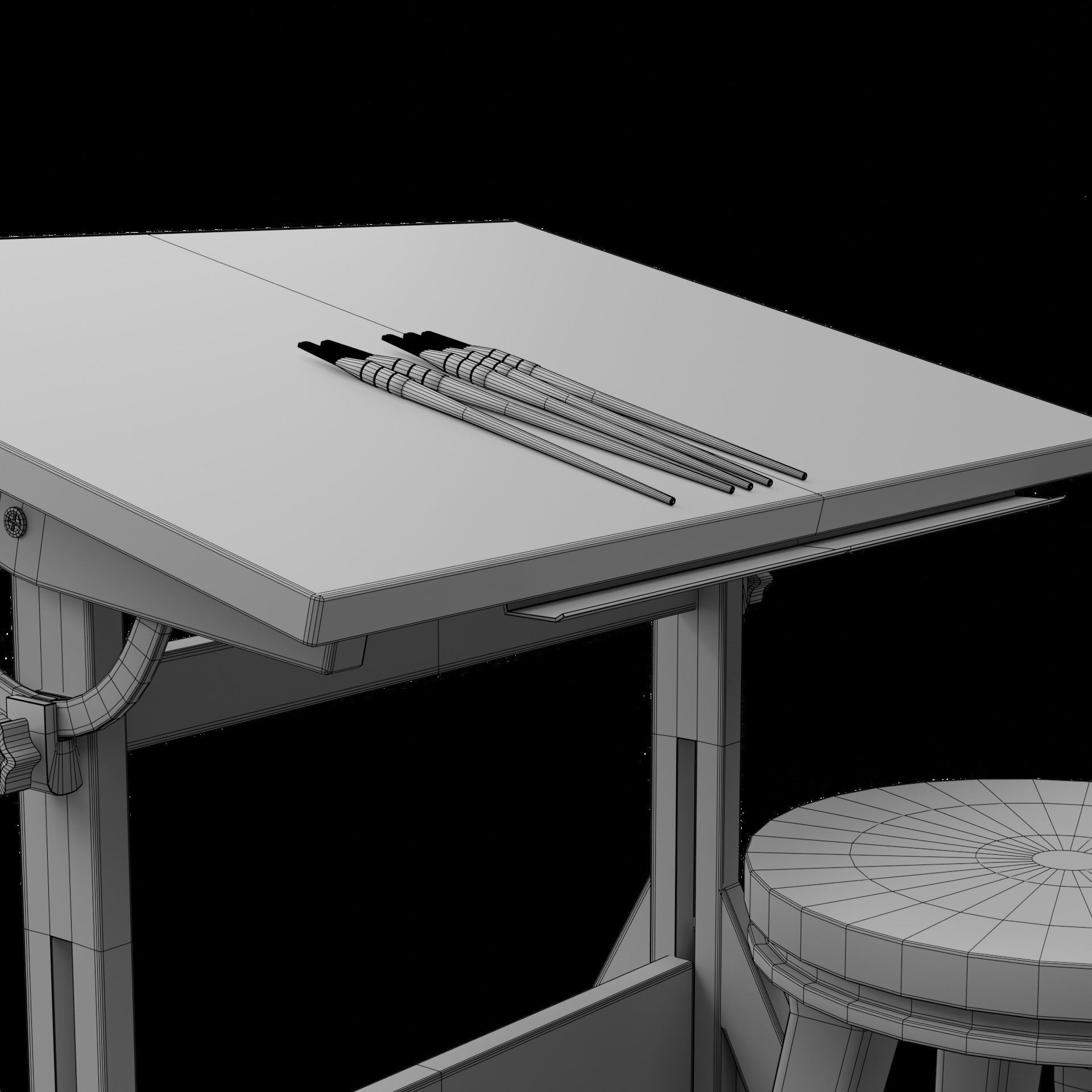 Drafting Table Low poly 3D model Low-poly 3D model_23