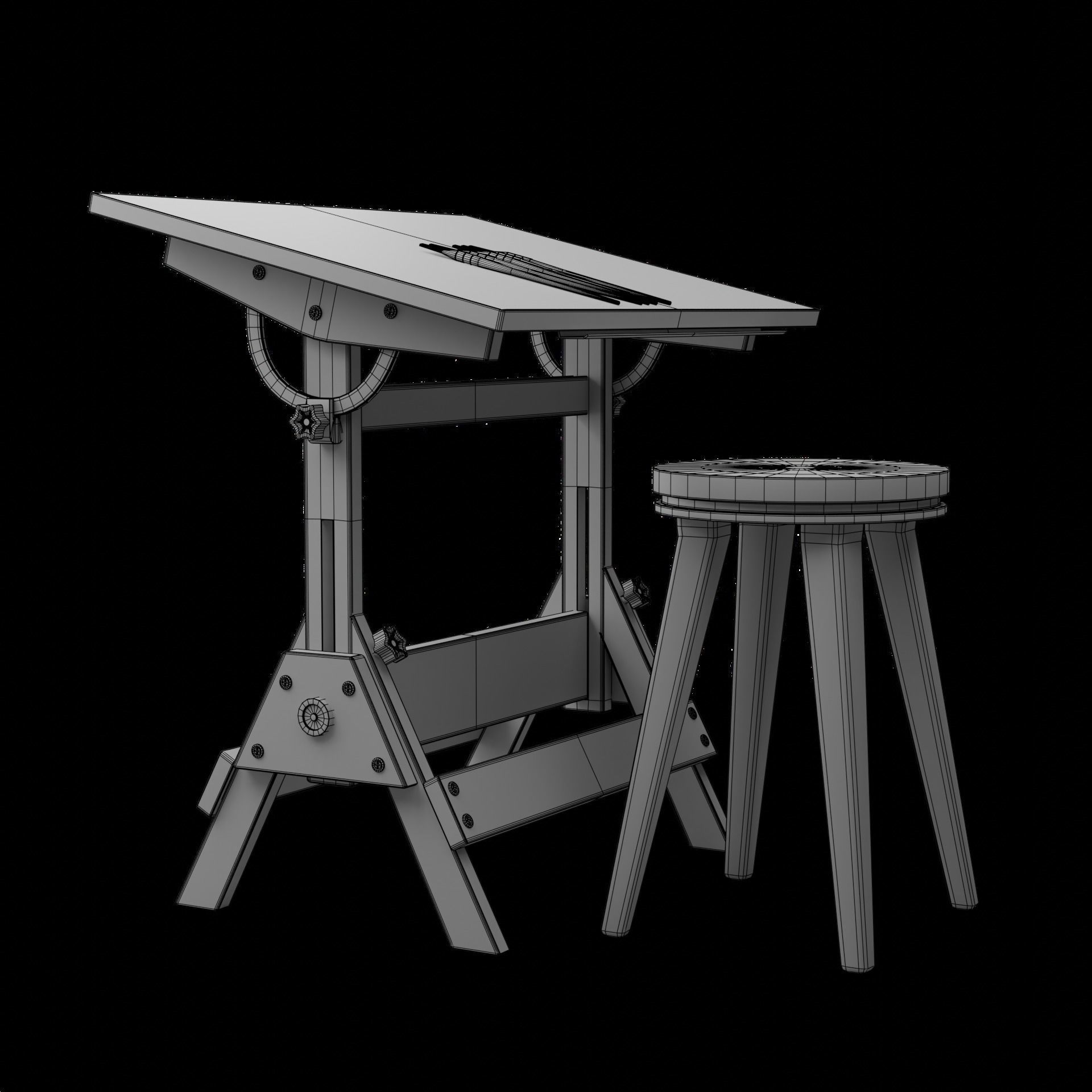 Drafting Table Low poly 3D model Low-poly 3D model_53