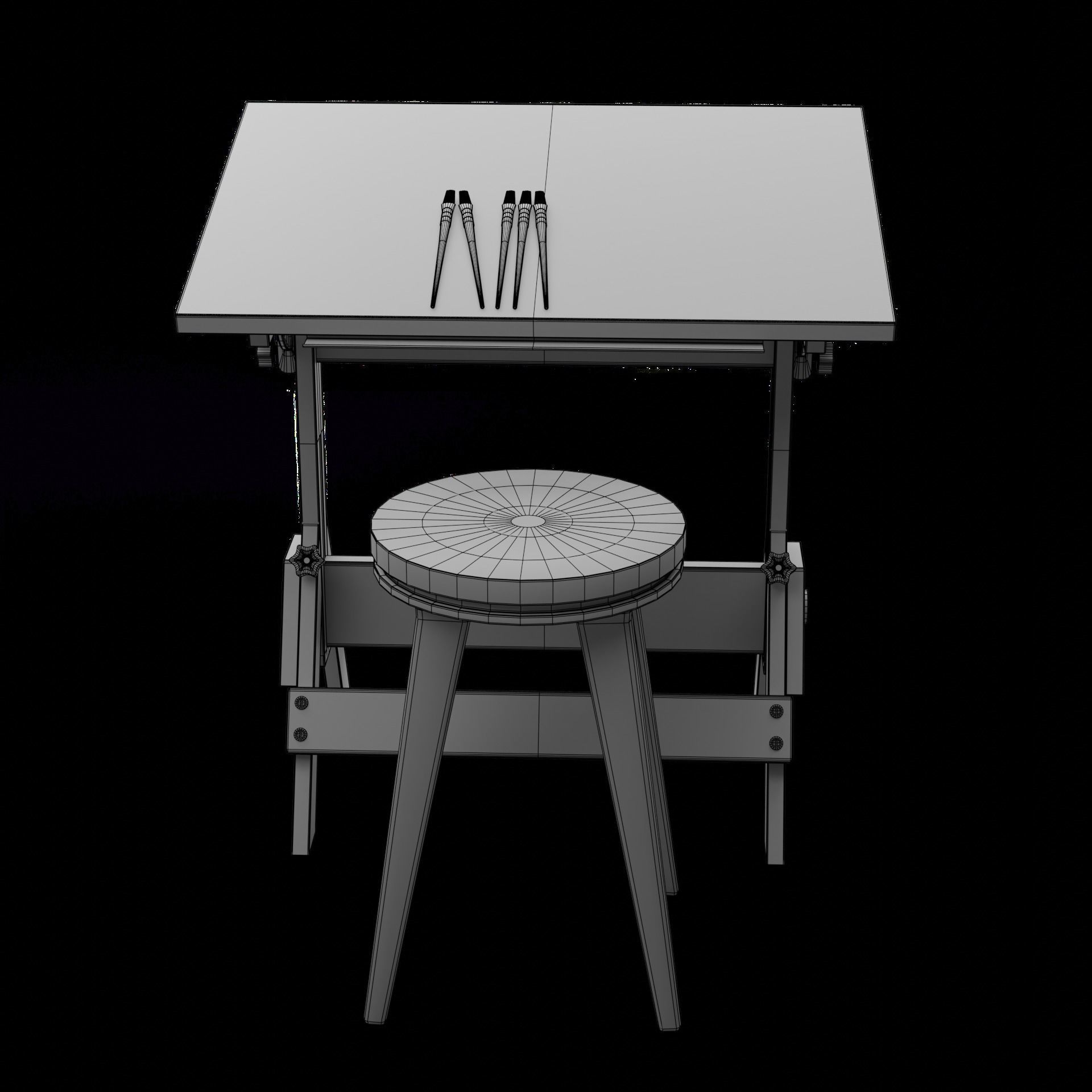 Drafting Table Low poly 3D model Low-poly 3D model_11