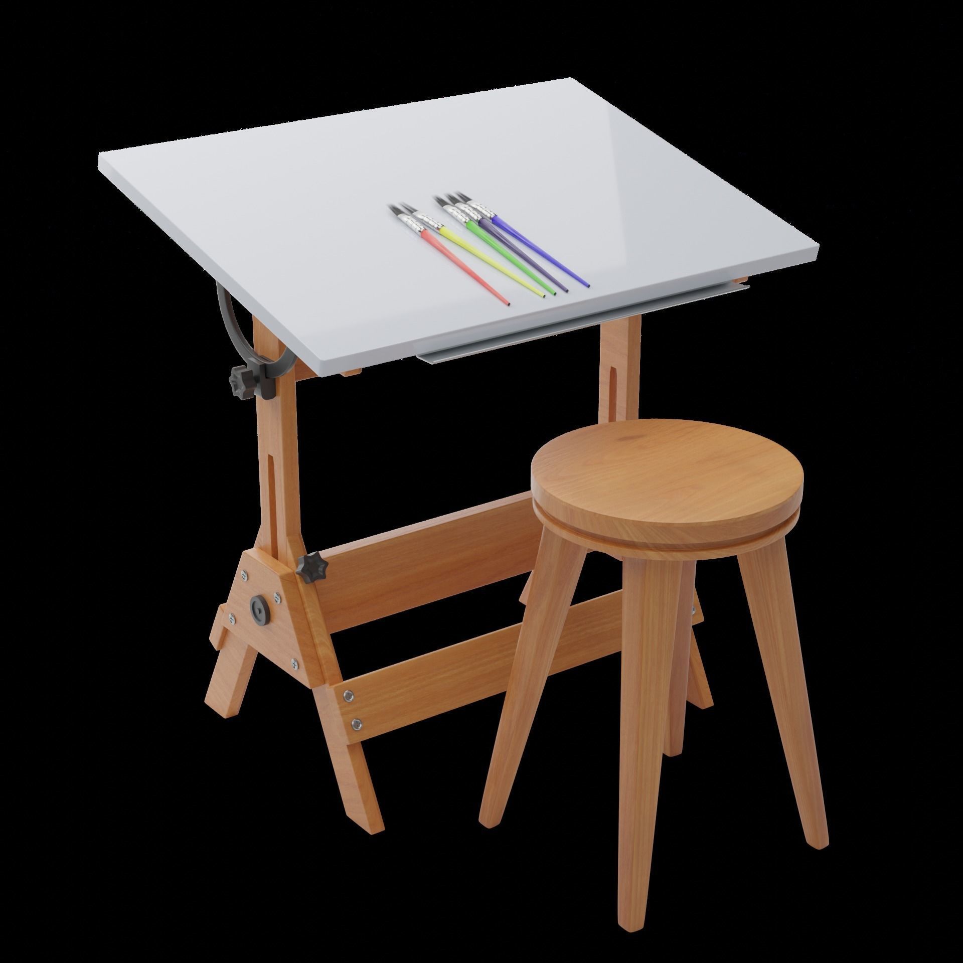 Drafting Table Low poly 3D model Low-poly 3D model_6