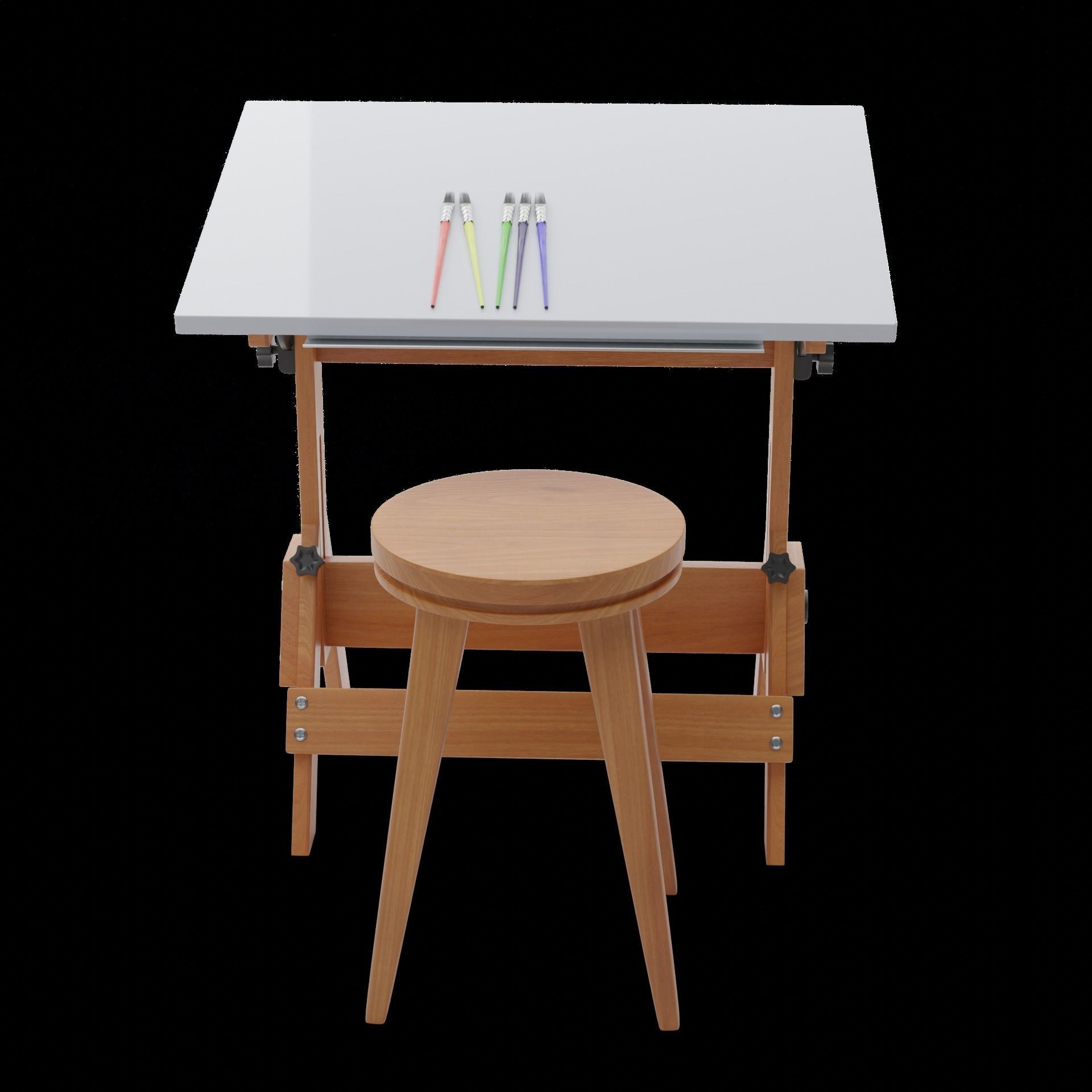 Drafting Table Low poly 3D model Low-poly 3D model_9