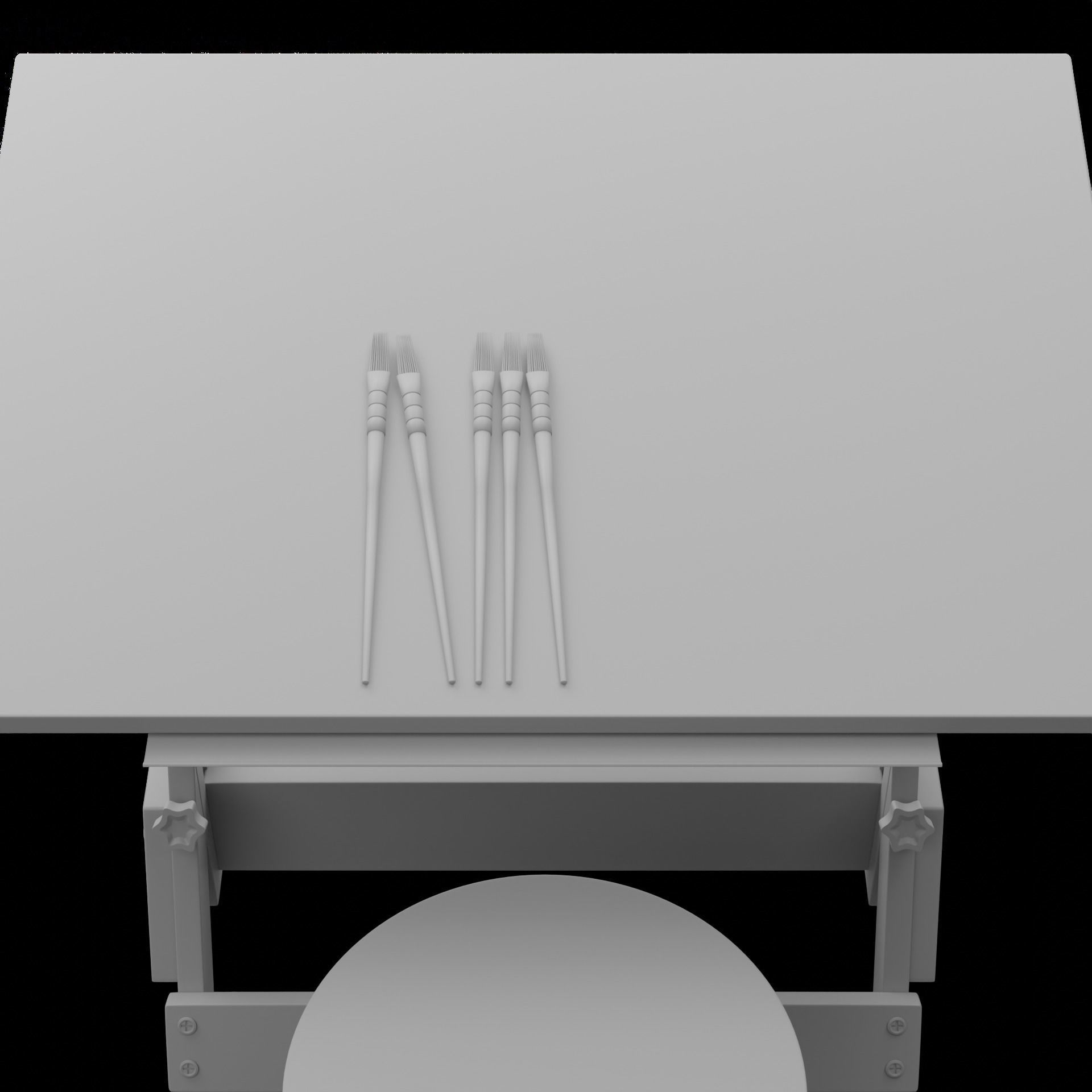 Drafting Table Low poly 3D model Low-poly 3D model_34