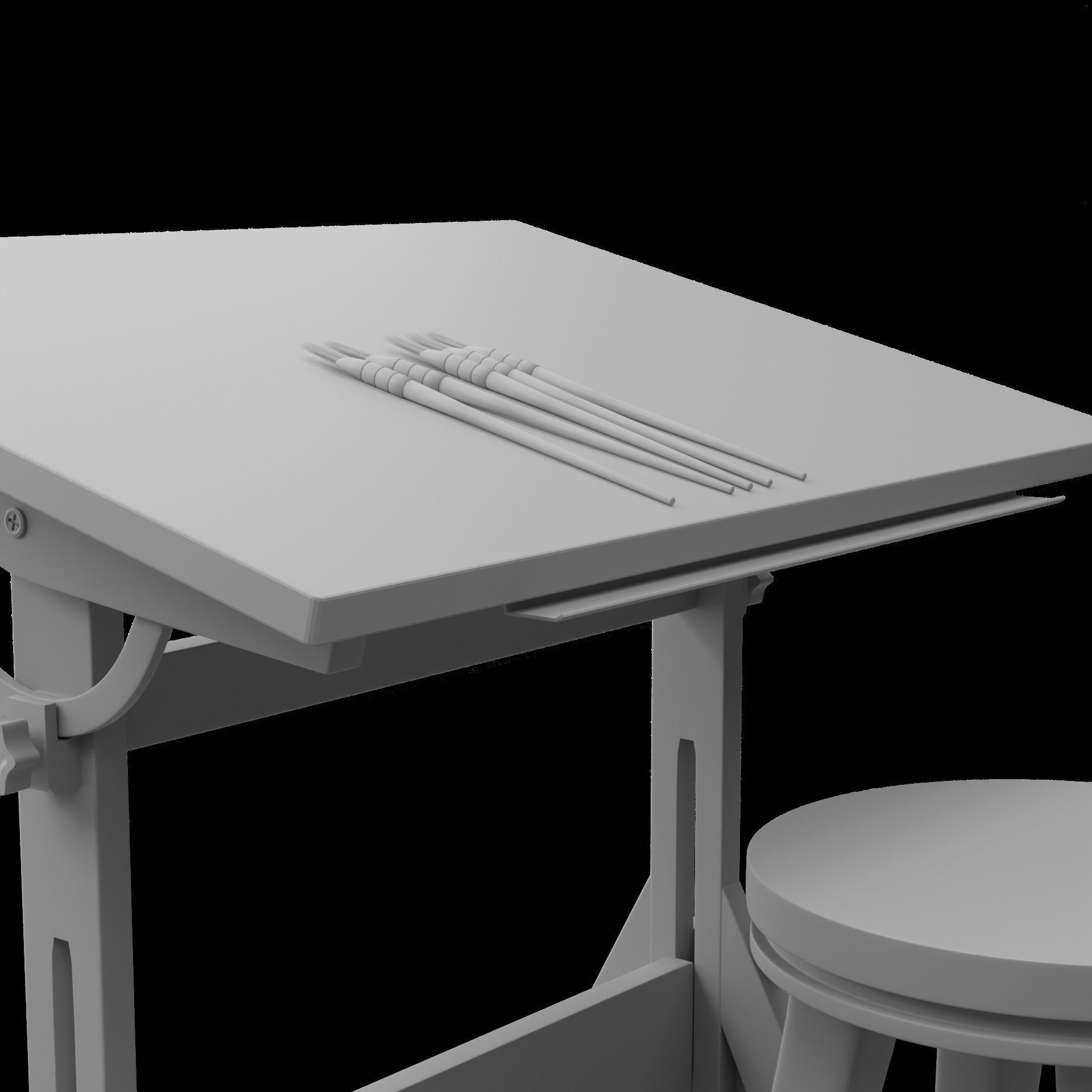 Drafting Table Low poly 3D model Low-poly 3D model_22
