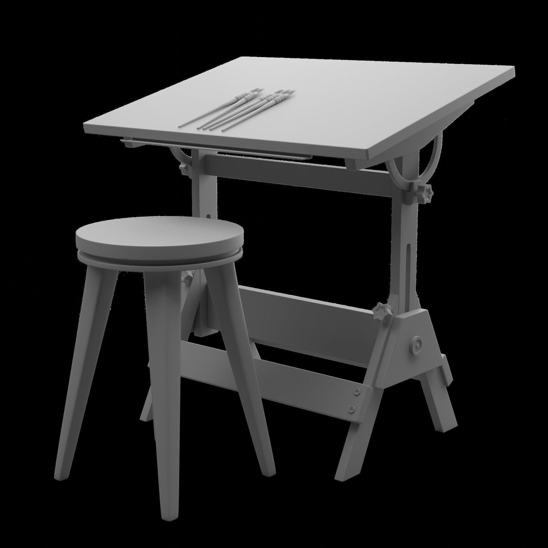 Drafting Table Low poly 3D model Low-poly 3D model_25
