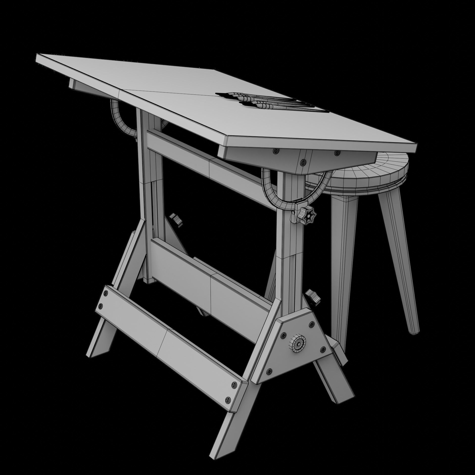 Drafting Table Low poly 3D model Low-poly 3D model_5