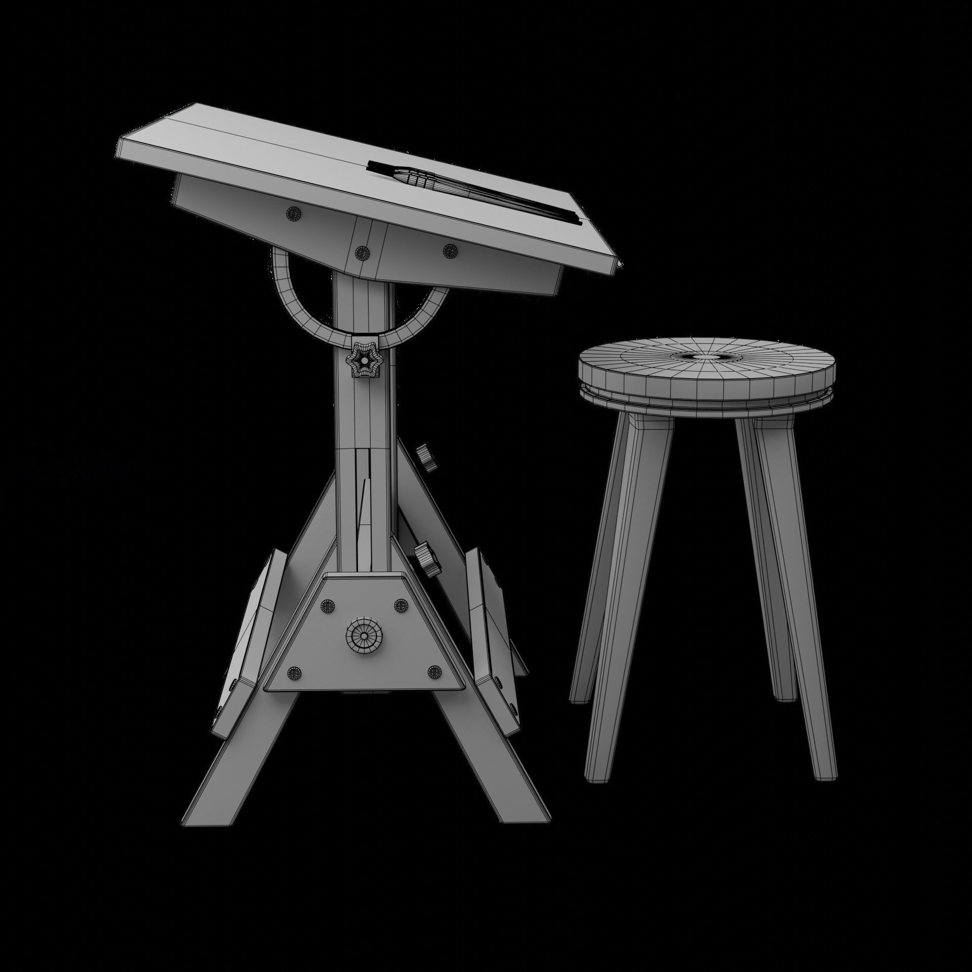 Drafting Table Low poly 3D model Low-poly 3D model_20