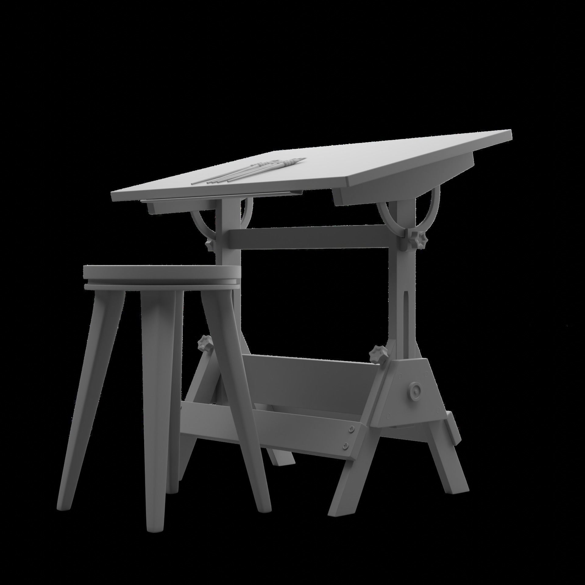 Drafting Table Low poly 3D model Low-poly 3D model_31