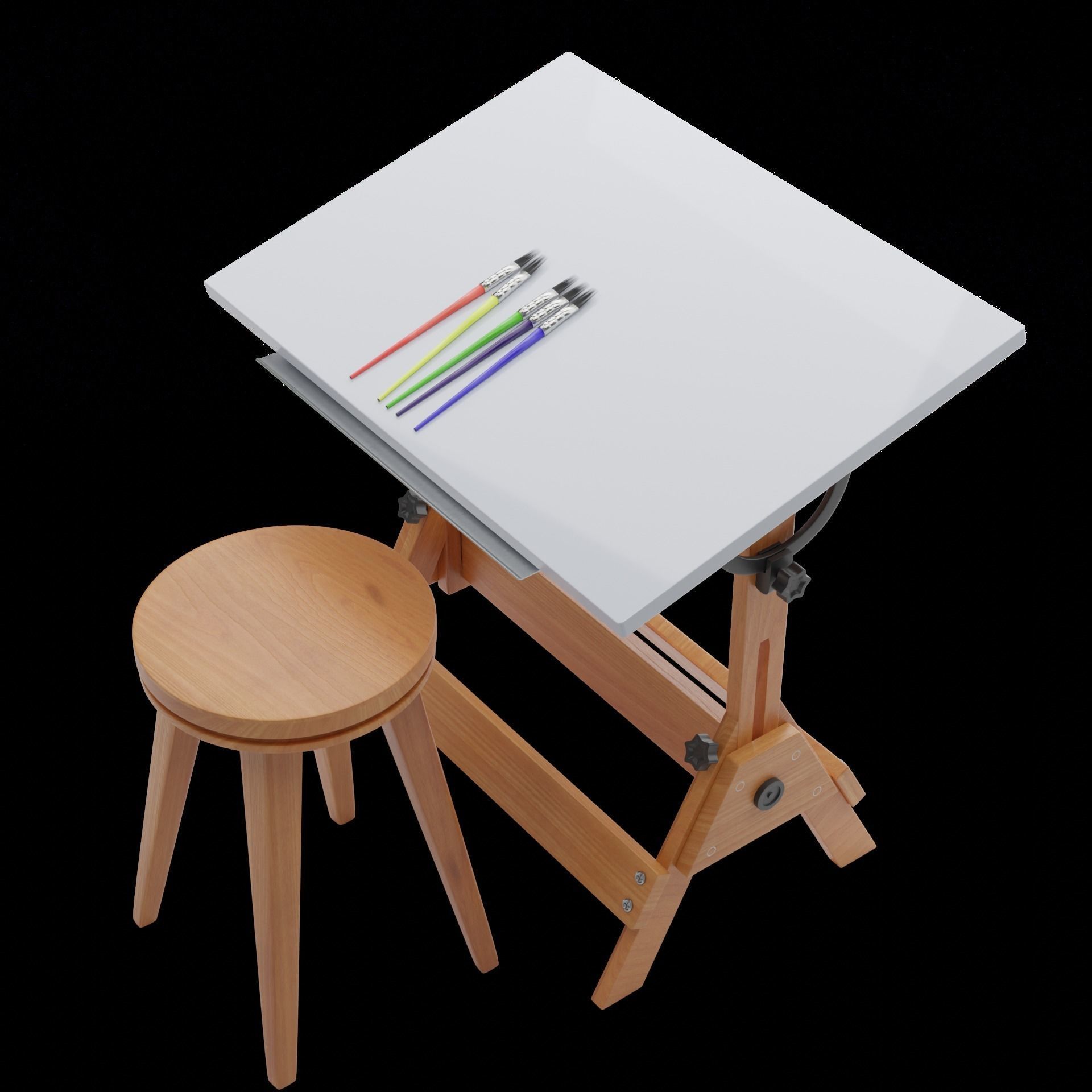 Drafting Table Low poly 3D model Low-poly 3D model_27