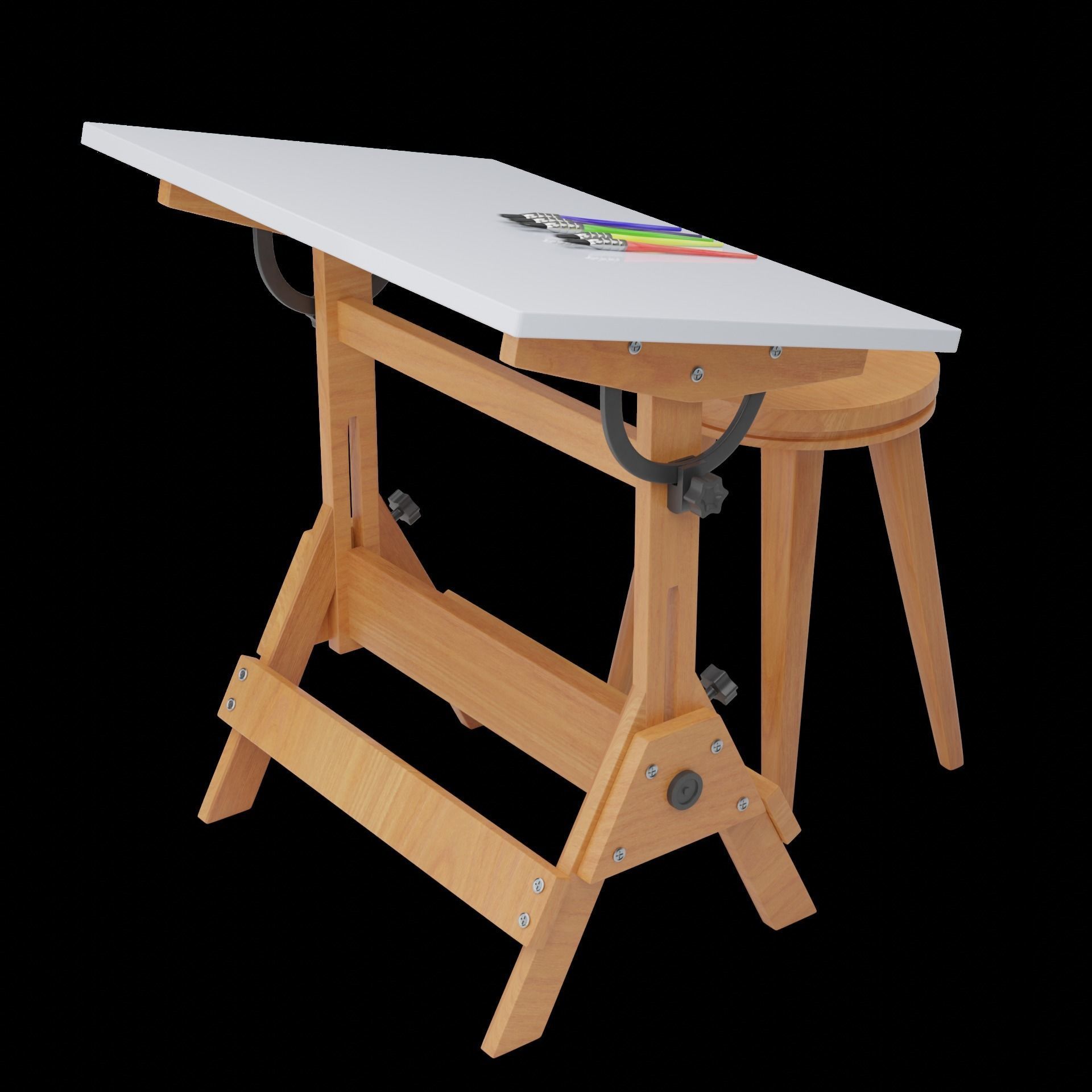 Drafting Table Low poly 3D model Low-poly 3D model_3
