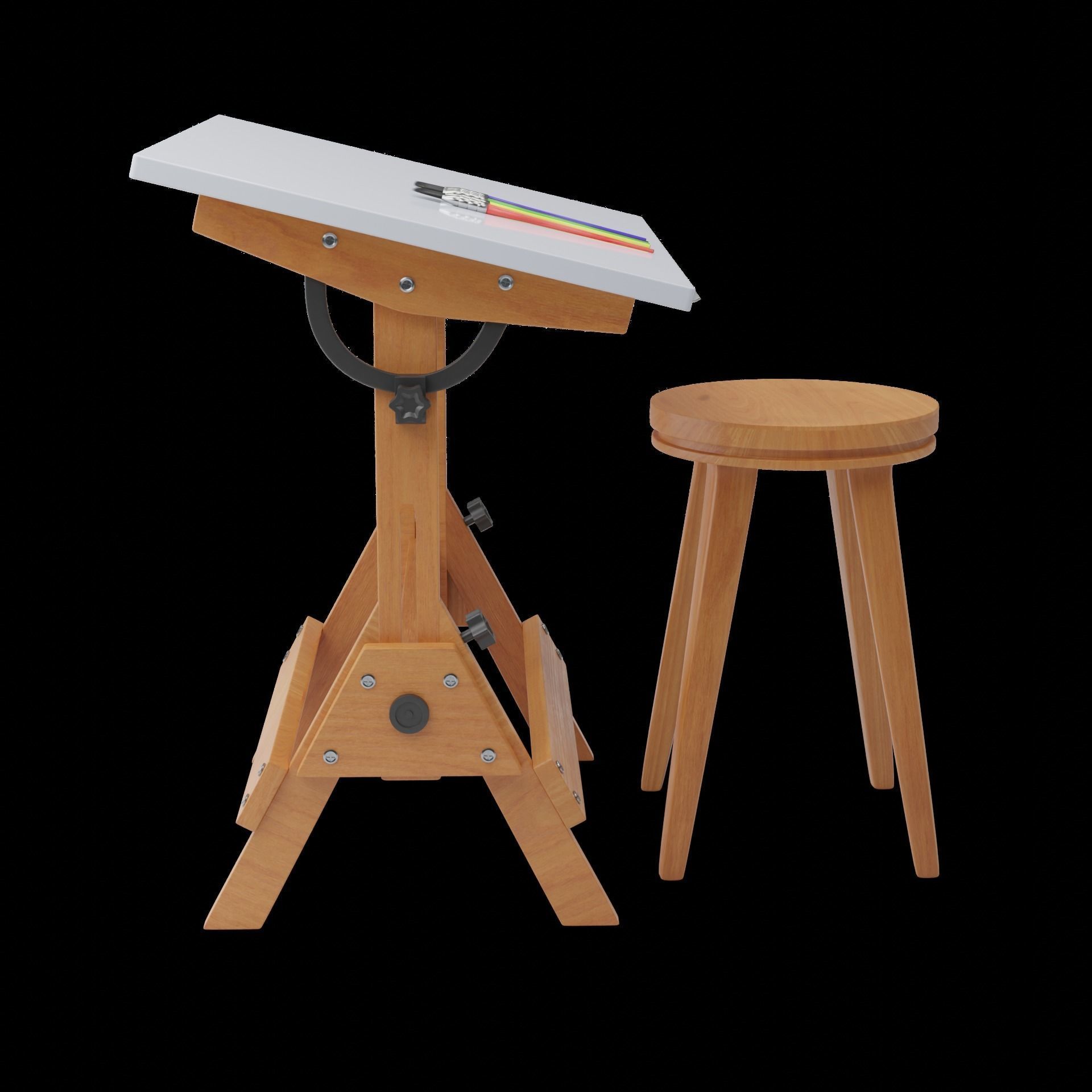 Drafting Table Low poly 3D model Low-poly 3D model_18