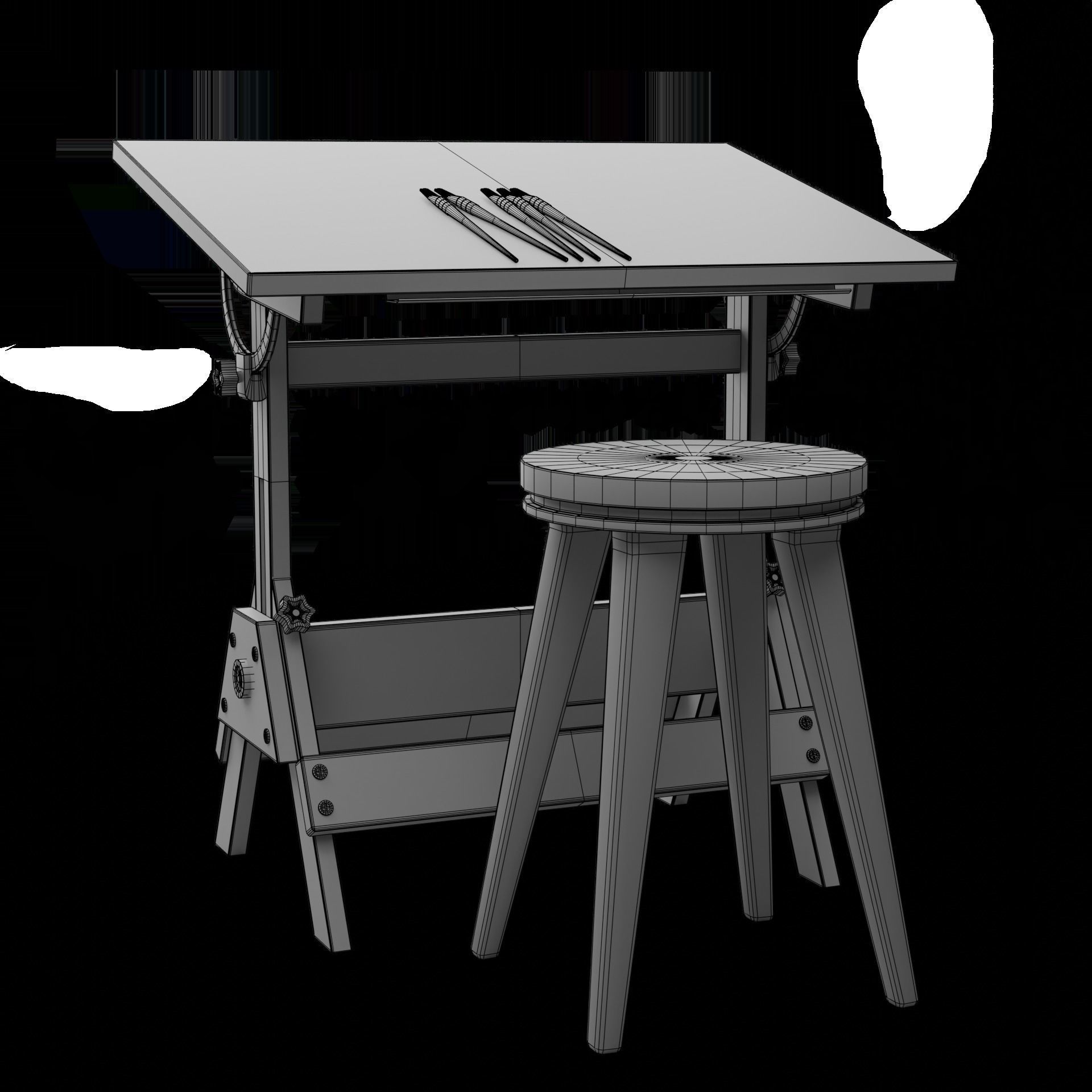 Drafting Table Low poly 3D model Low-poly 3D model_56