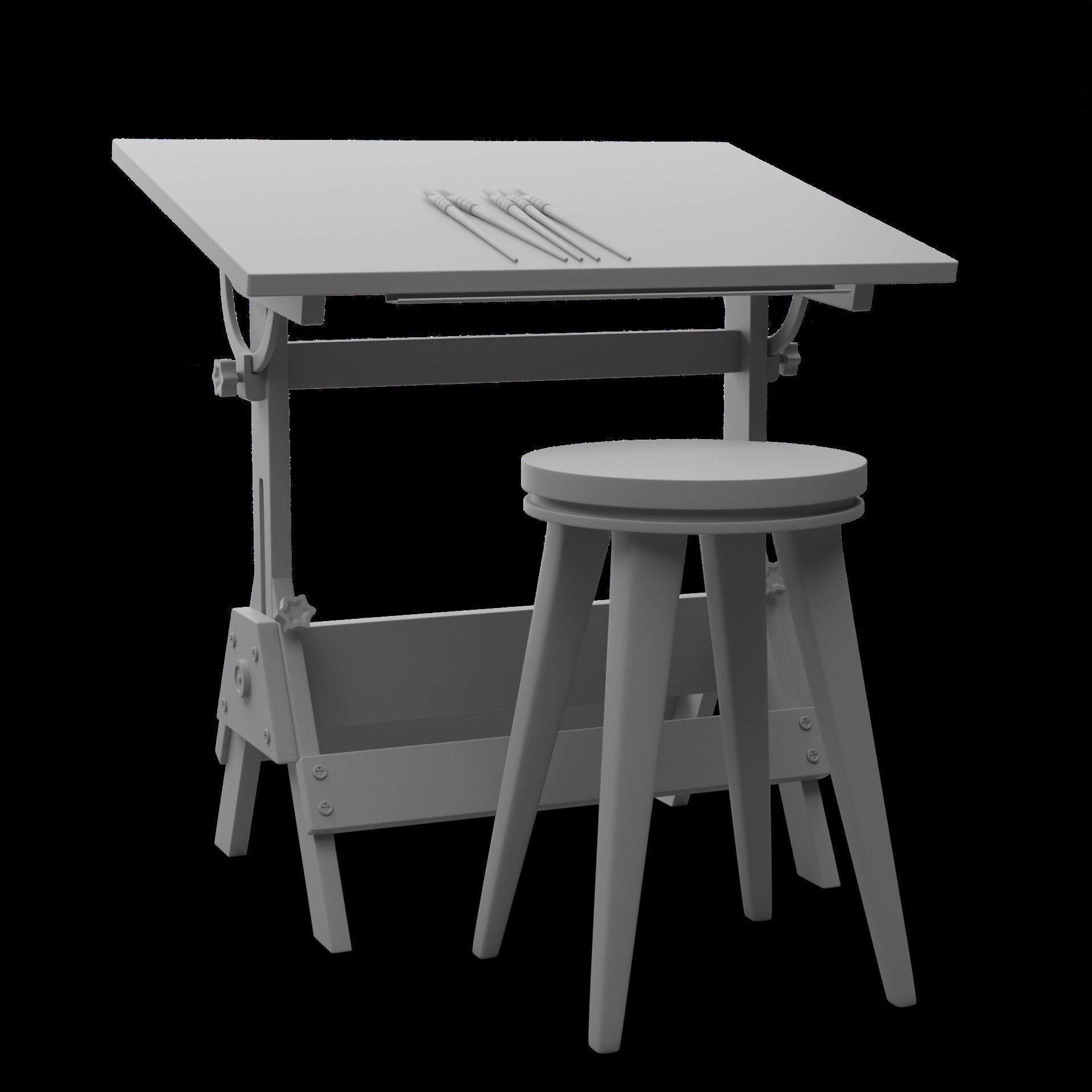 Drafting Table Low poly 3D model Low-poly 3D model_55