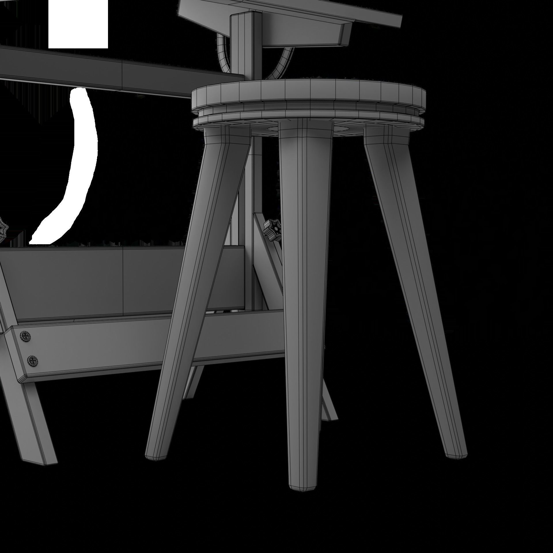 Drafting Table Low poly 3D model Low-poly 3D model_44